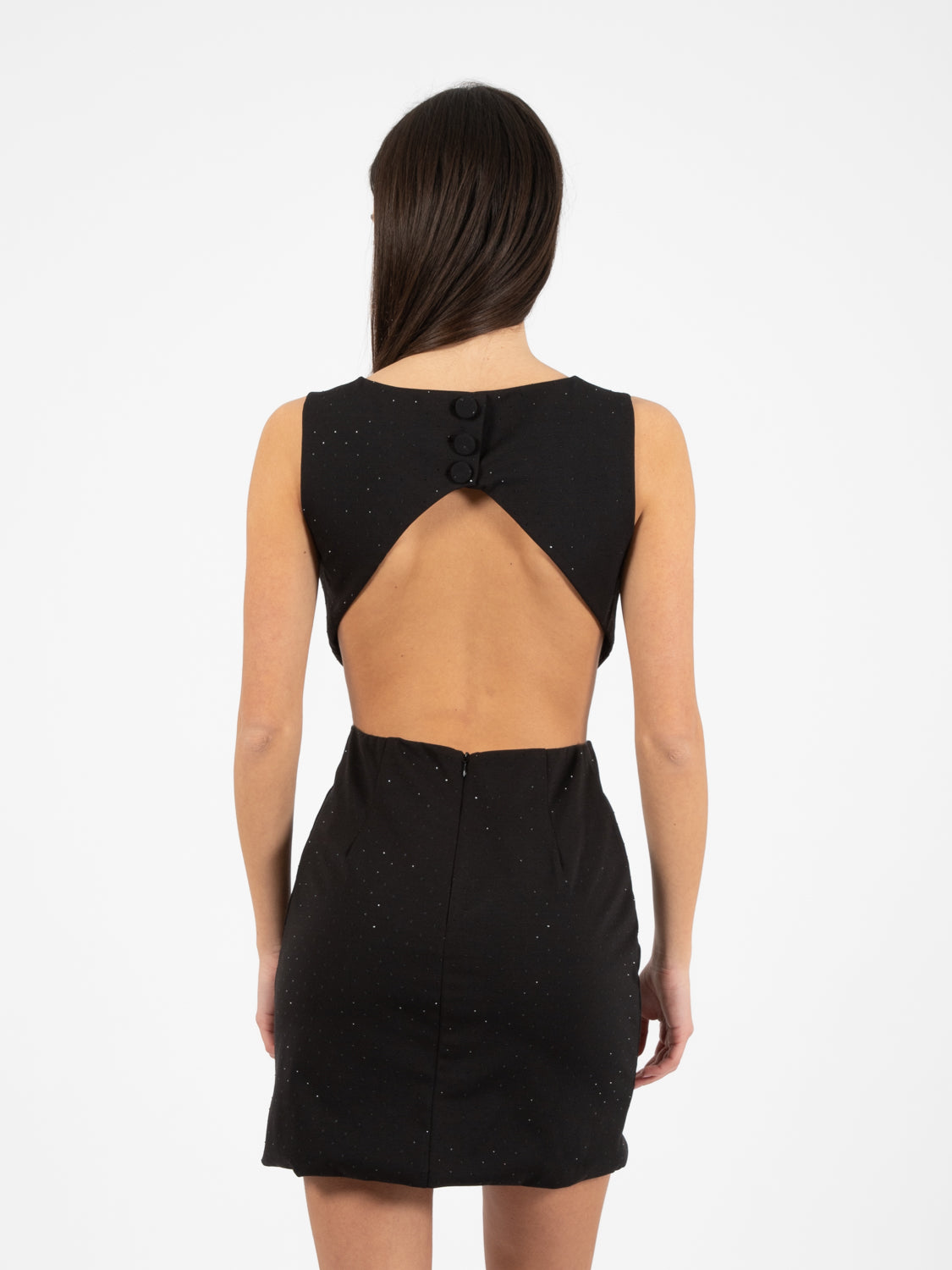 Abito corto con strass nero