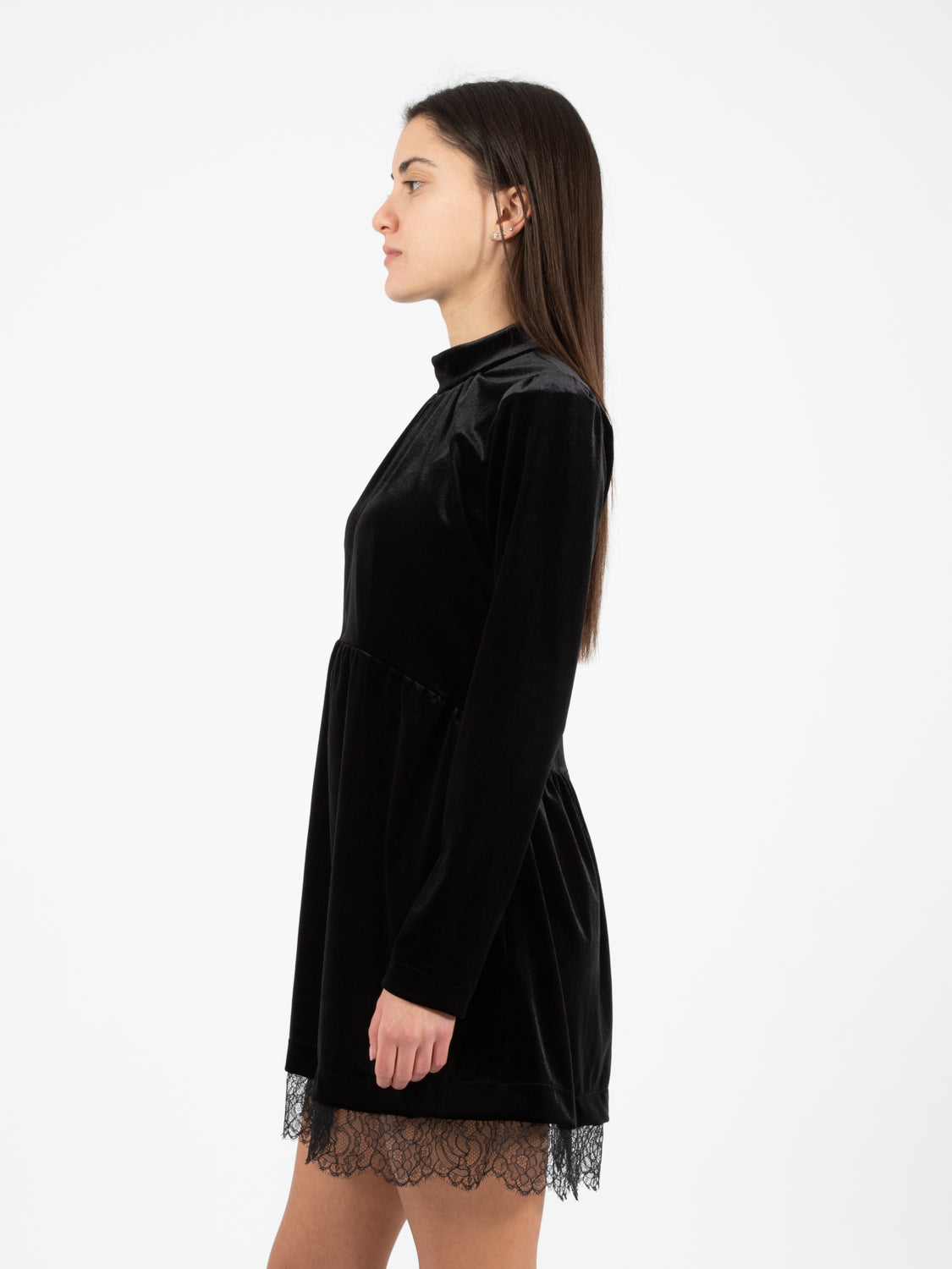 Short black velvet dress