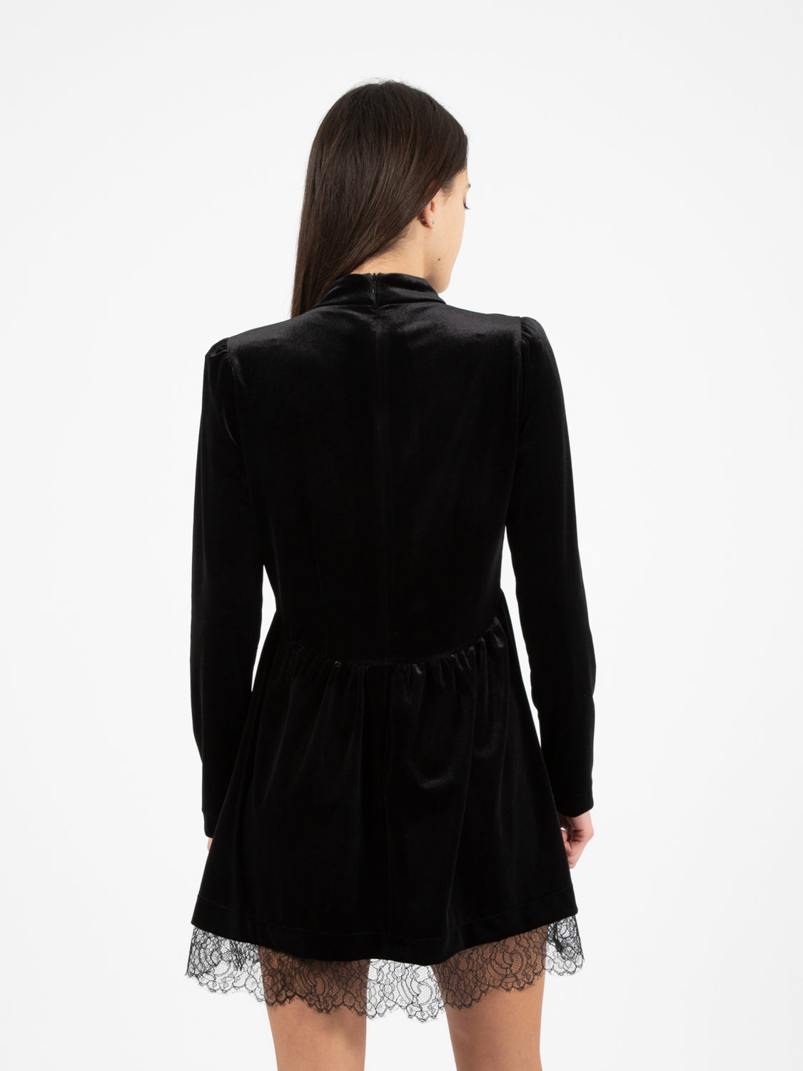 Short black velvet dress