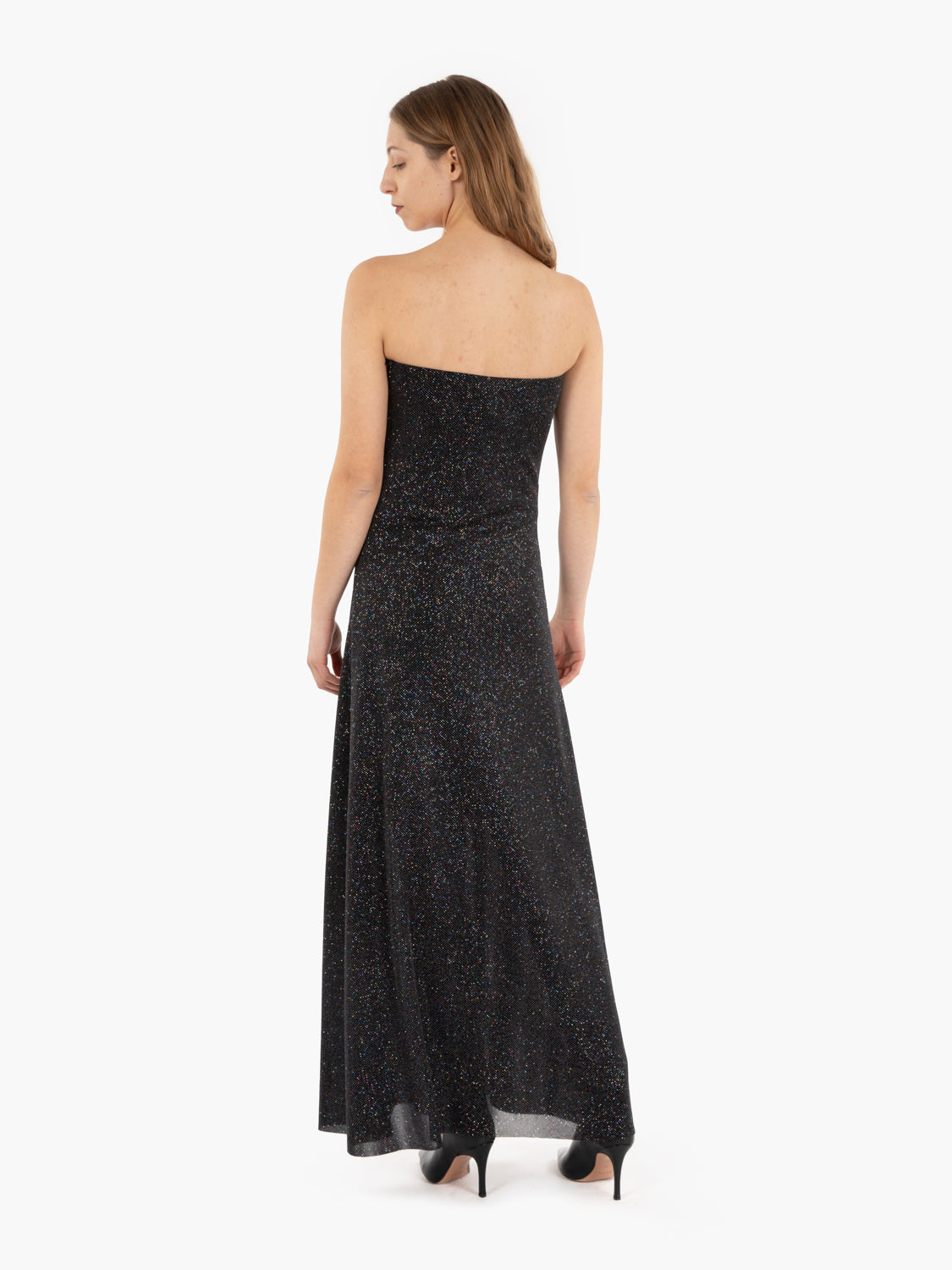 Black rhinestone bandeau long dress
