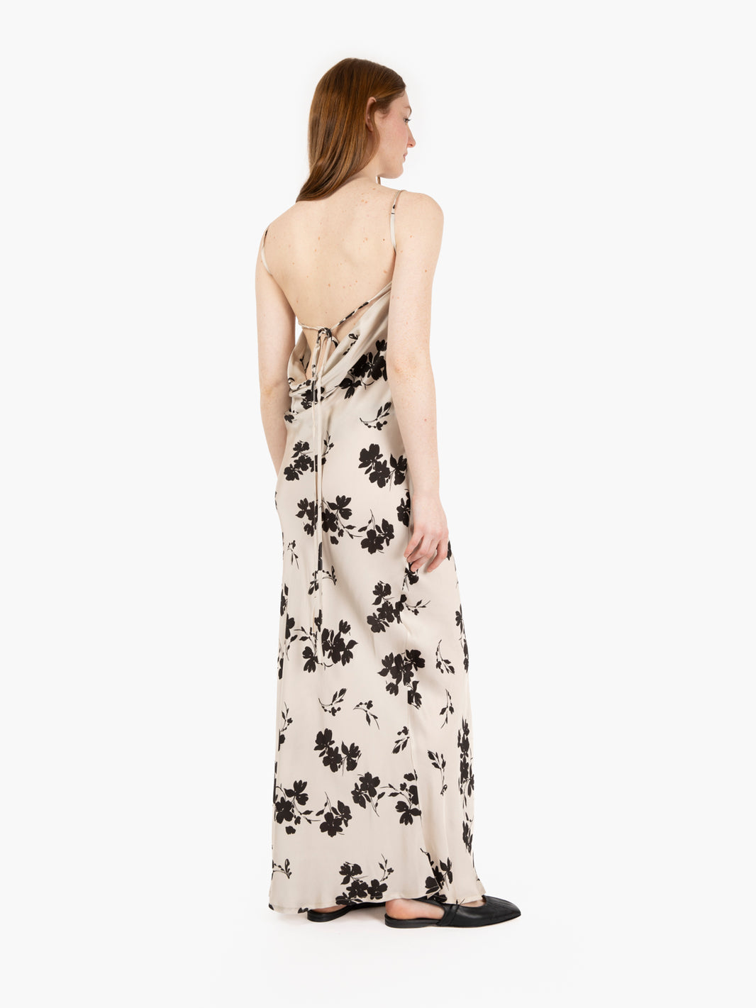 Long dress with floral pattern ice / black