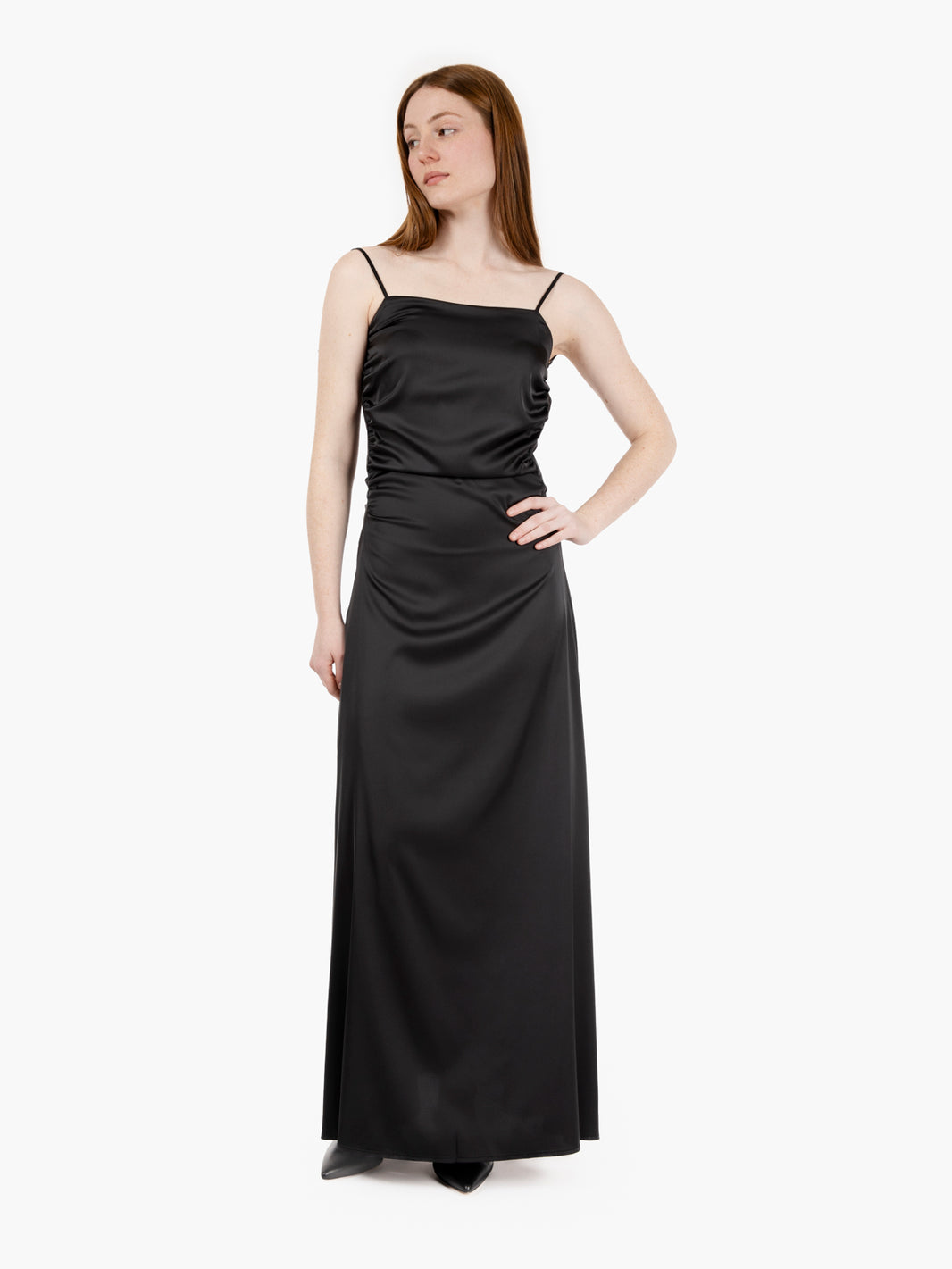 Black long dress with thin straps