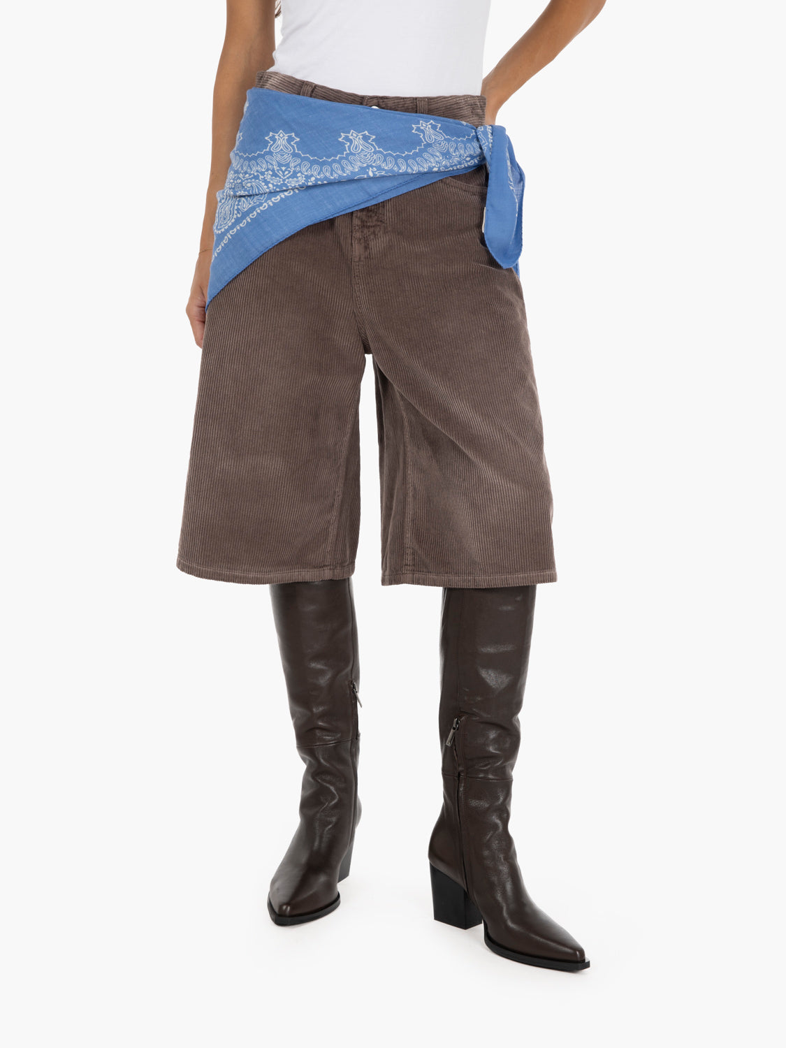 Vicolo Dark brown corduroy Bermuda shorts