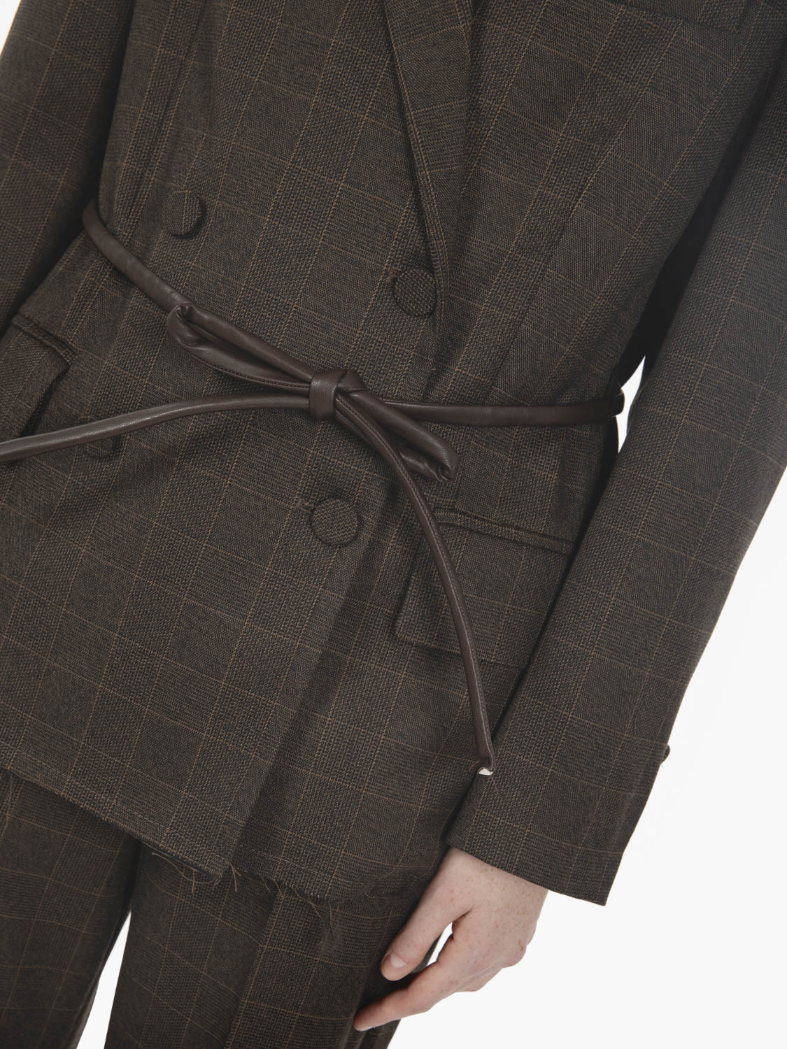 Blazer check con cintura moro