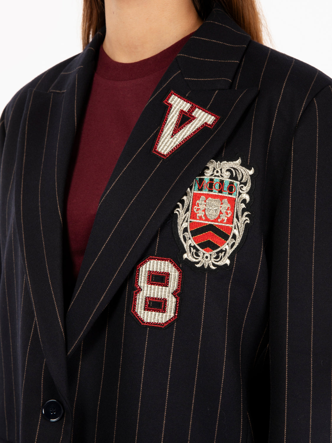 Blazer college gessato blu / cammello