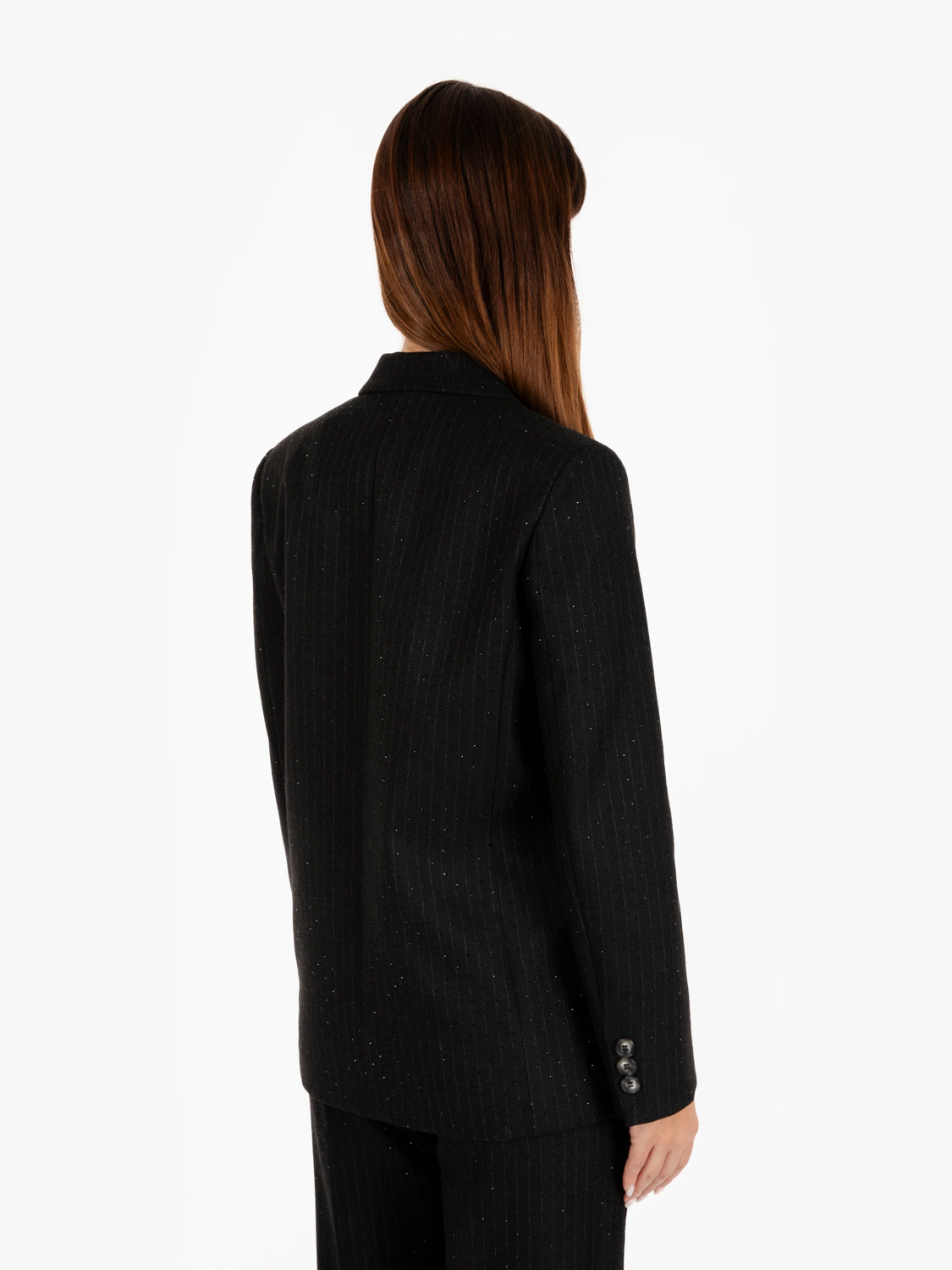 Blazer con strass gessato nero