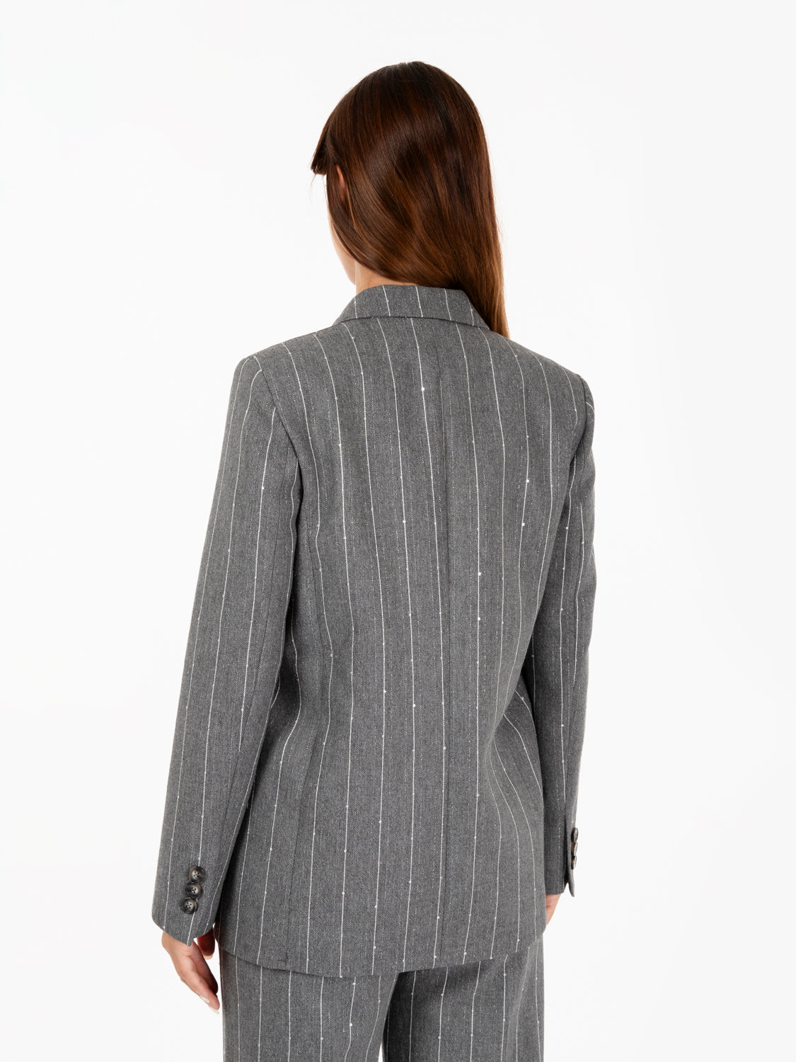 Blazer gessato con glitter grigia