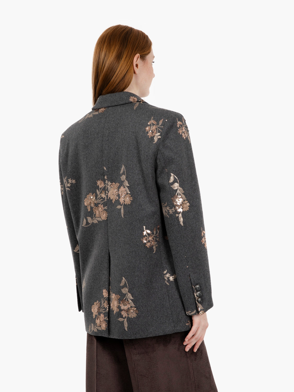 Blazer over con paillettes grigio