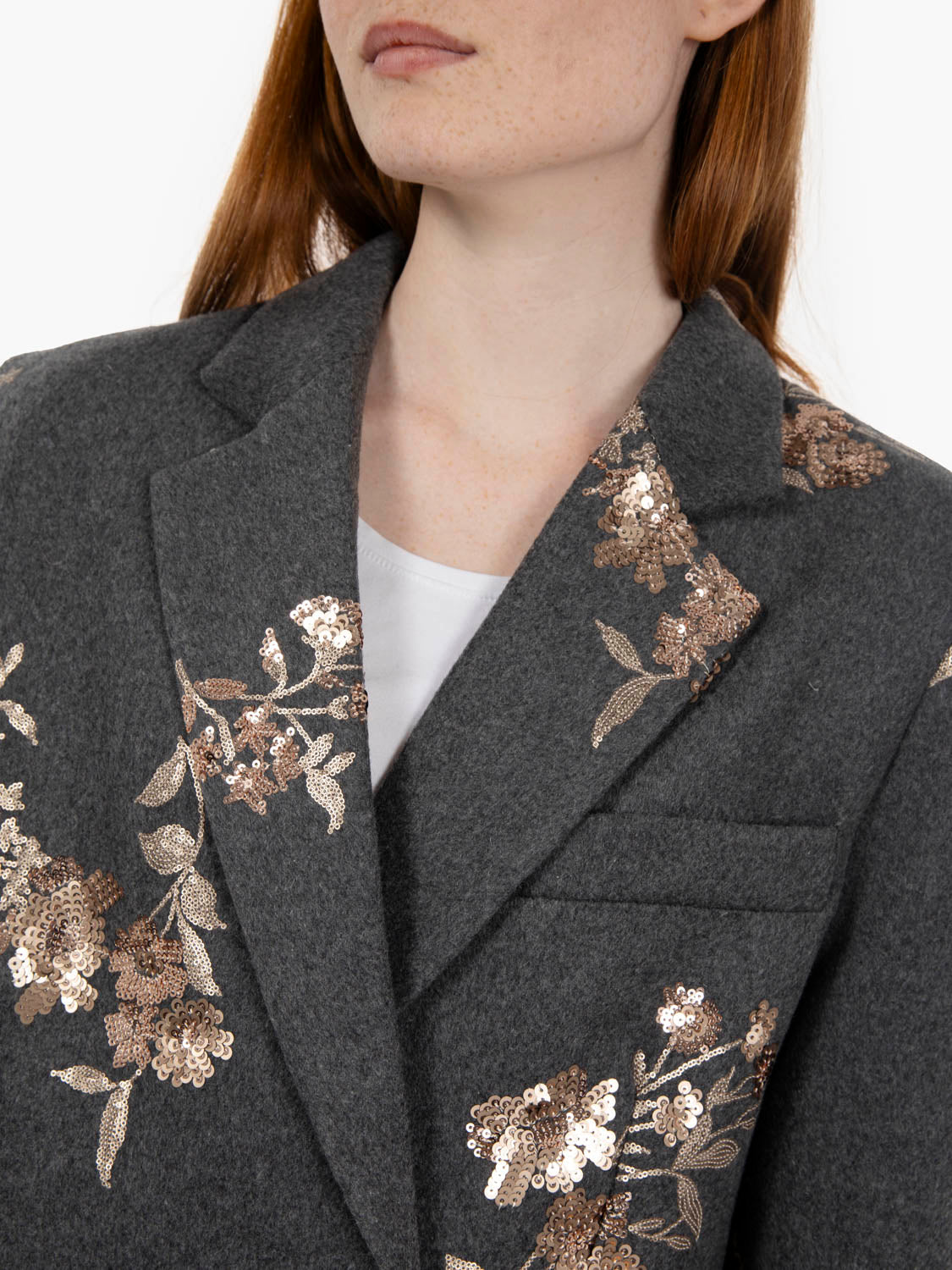Blazer over con paillettes grigio