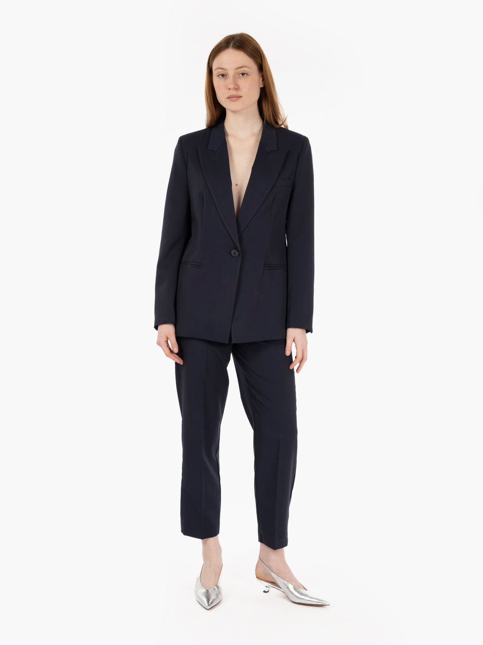 Blue peak lapel blazer