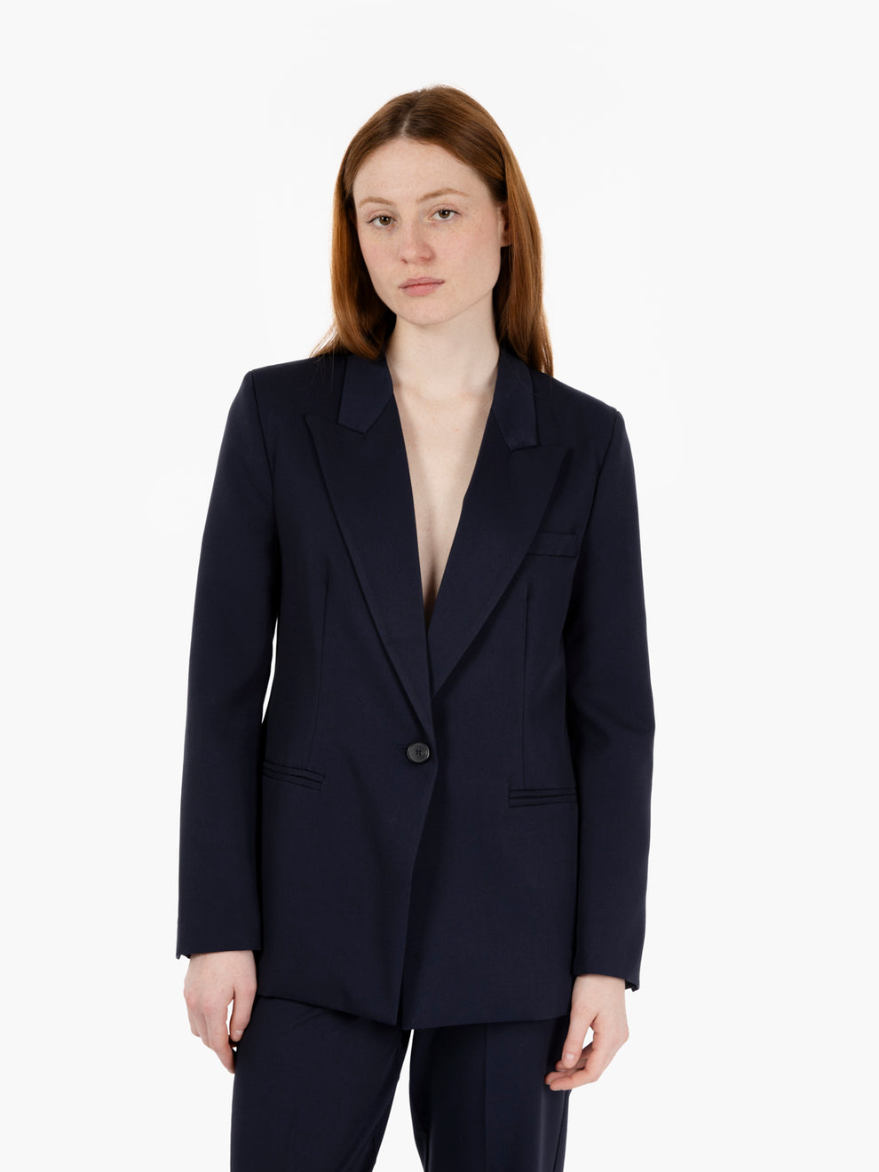 Blue peak lapel blazer