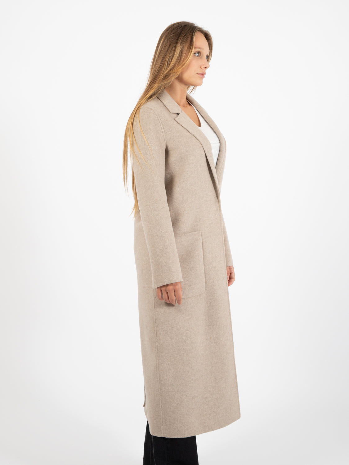 Cappotto lungo stretto tortora