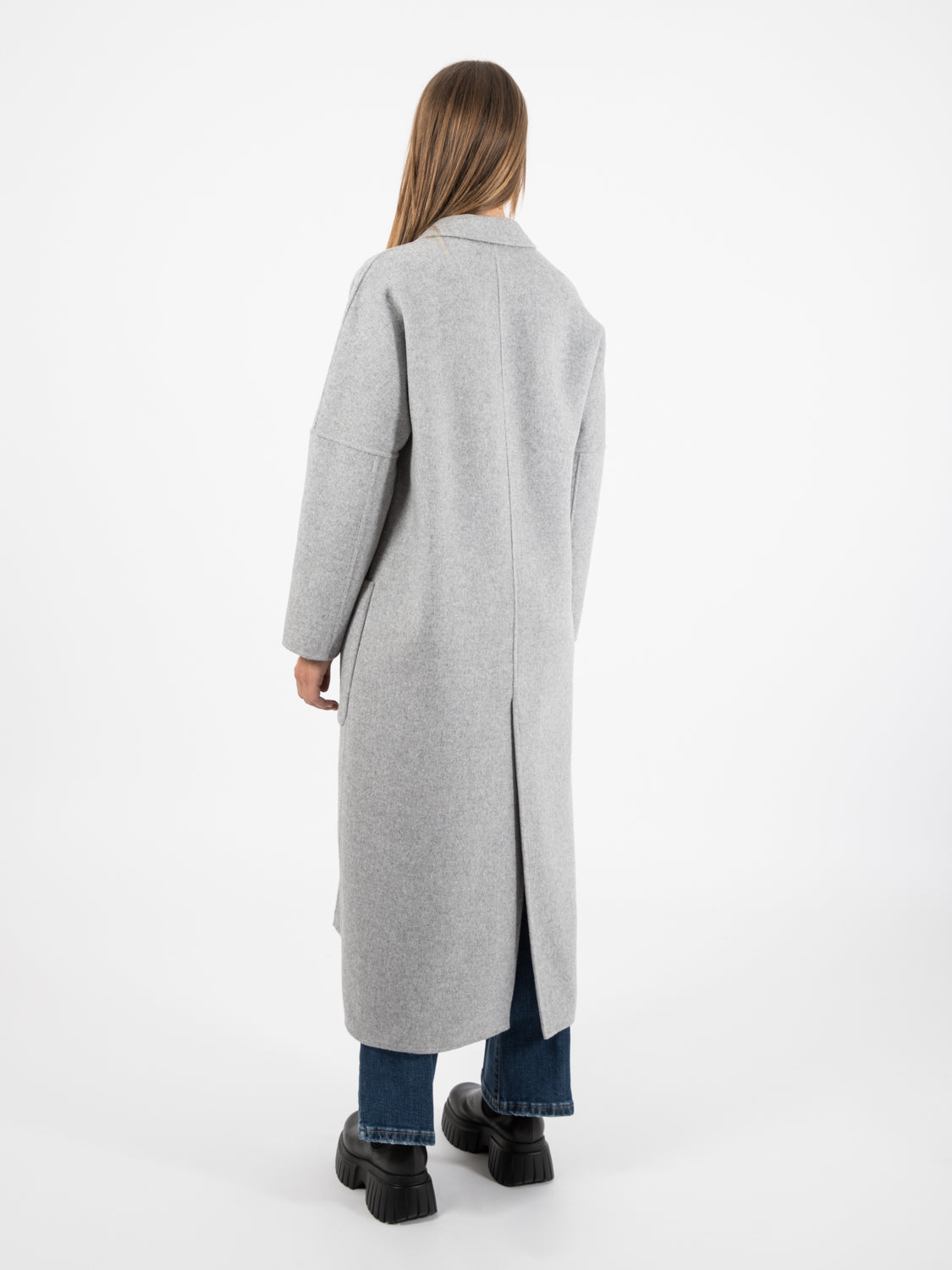 Cappotto over doppiopetto grigio melange