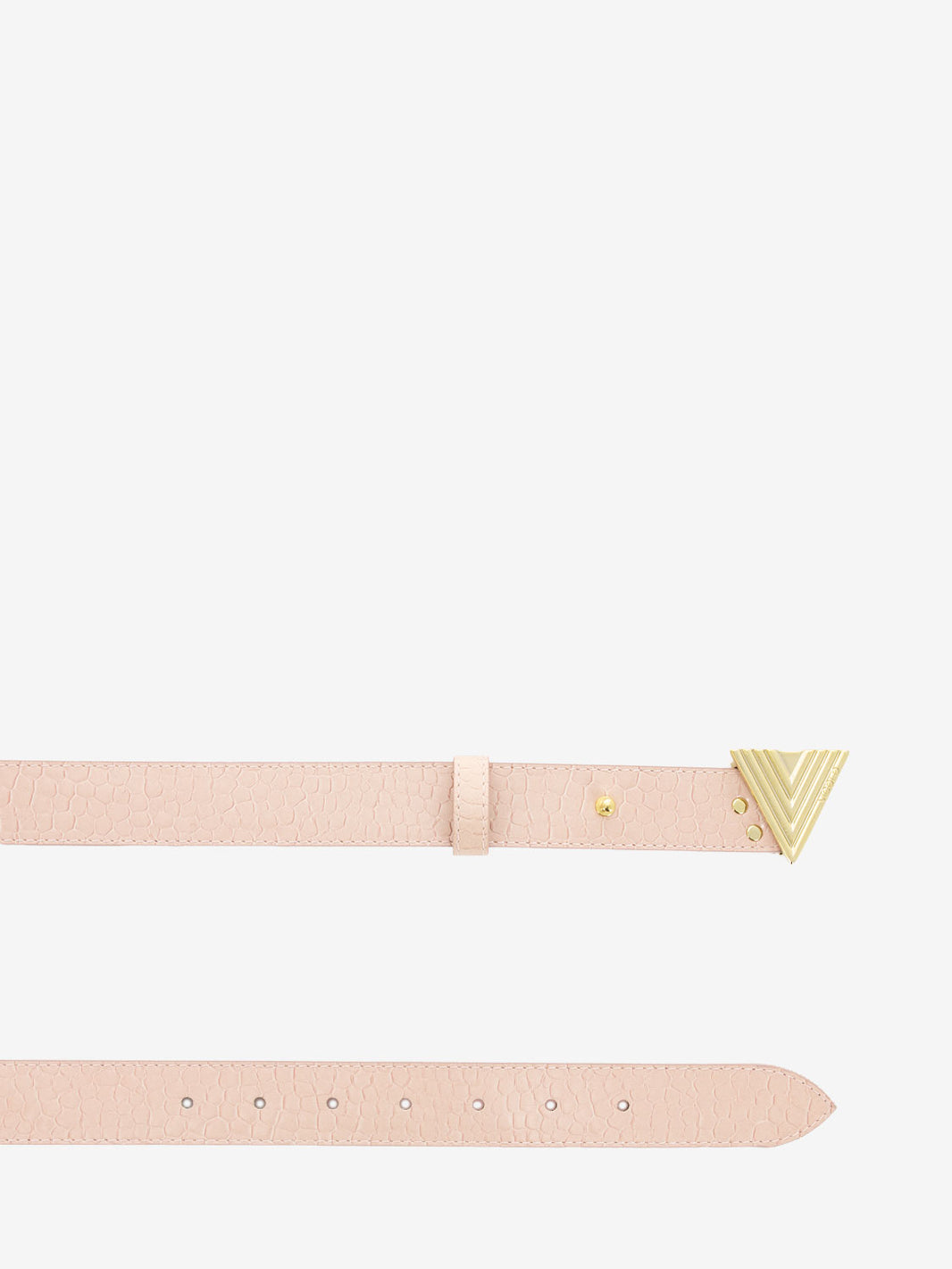 Dusty pink crocodile print belt