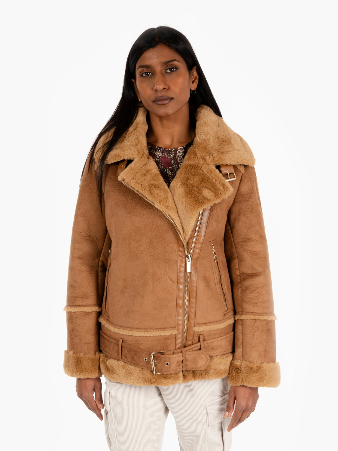 Eco-sheepskin biker model camel