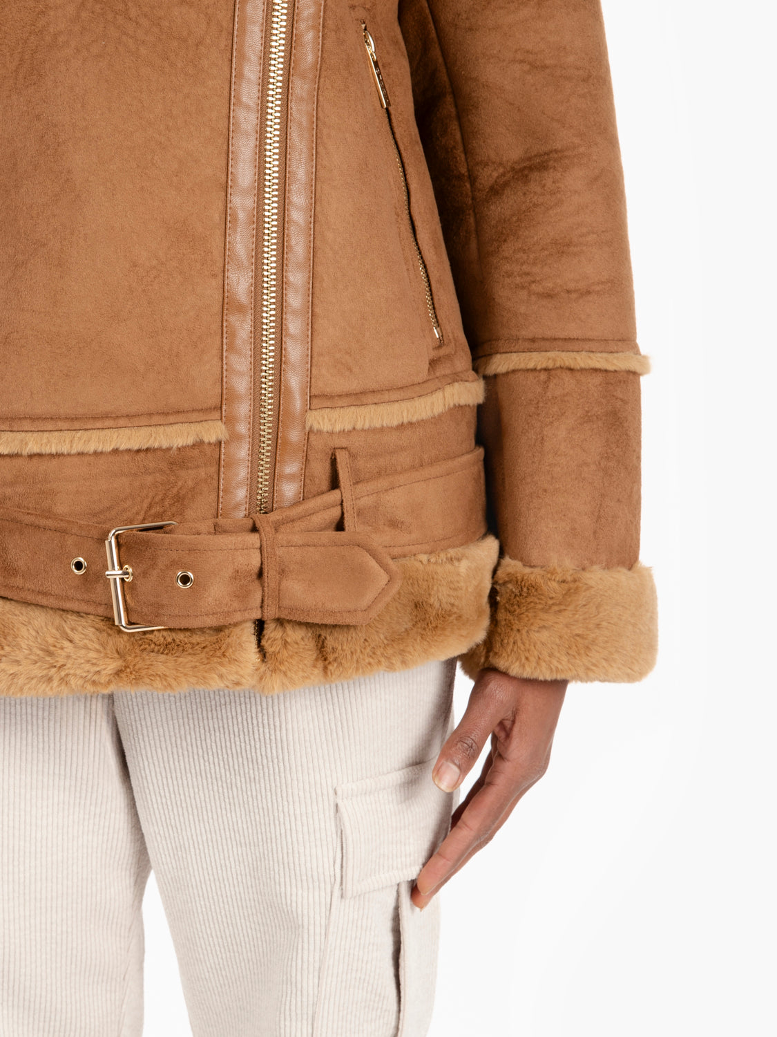 Eco-sheepskin biker model camel