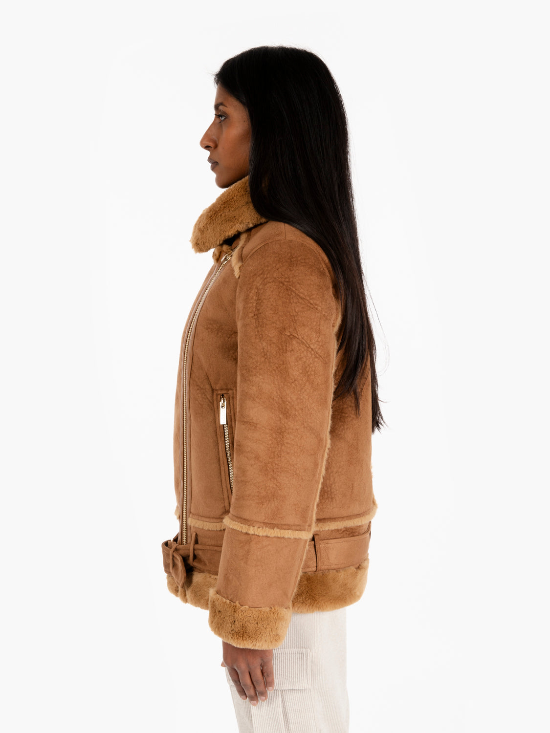 Eco-sheepskin biker model camel