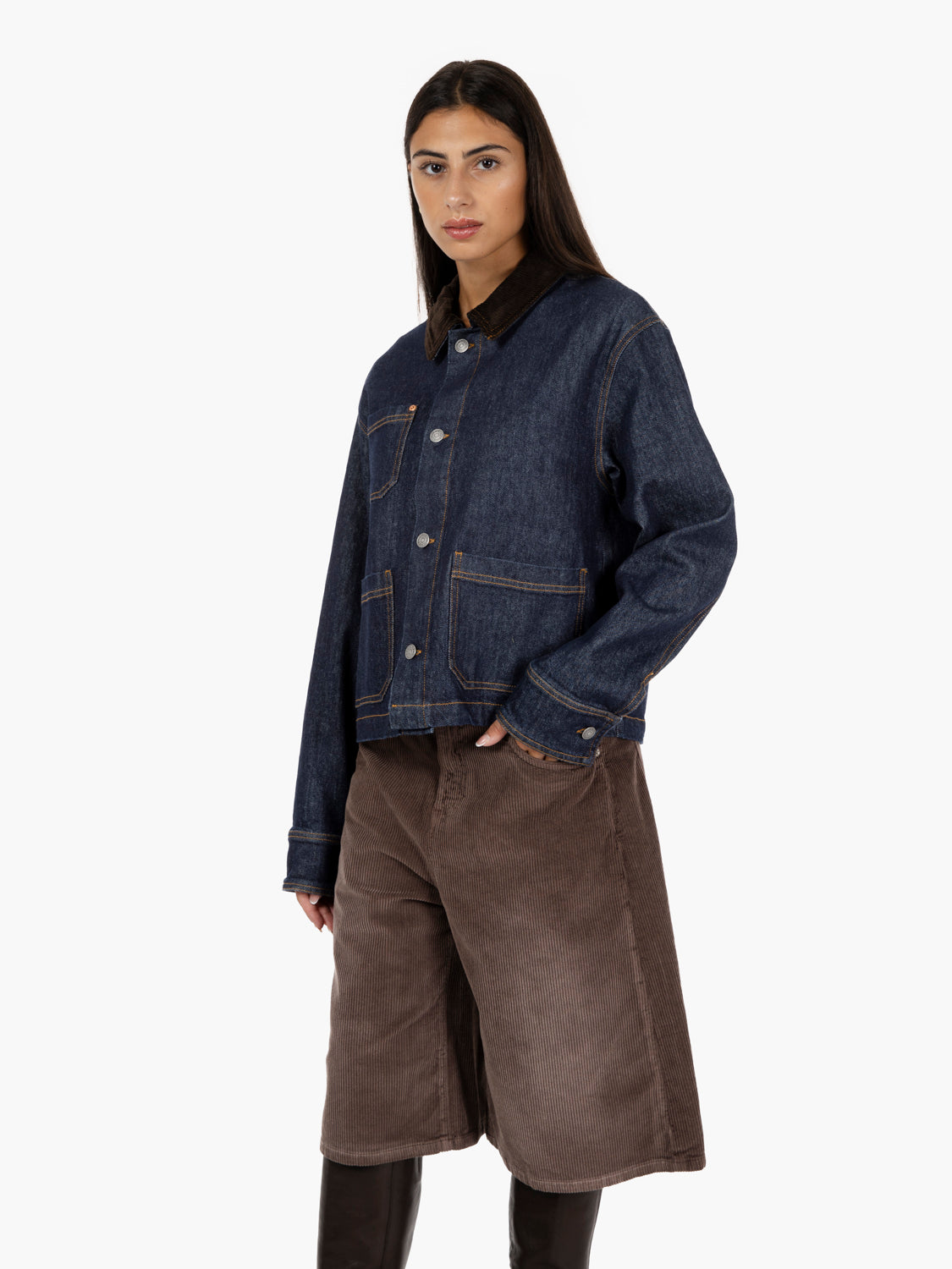 Giacca camicia in denim blu