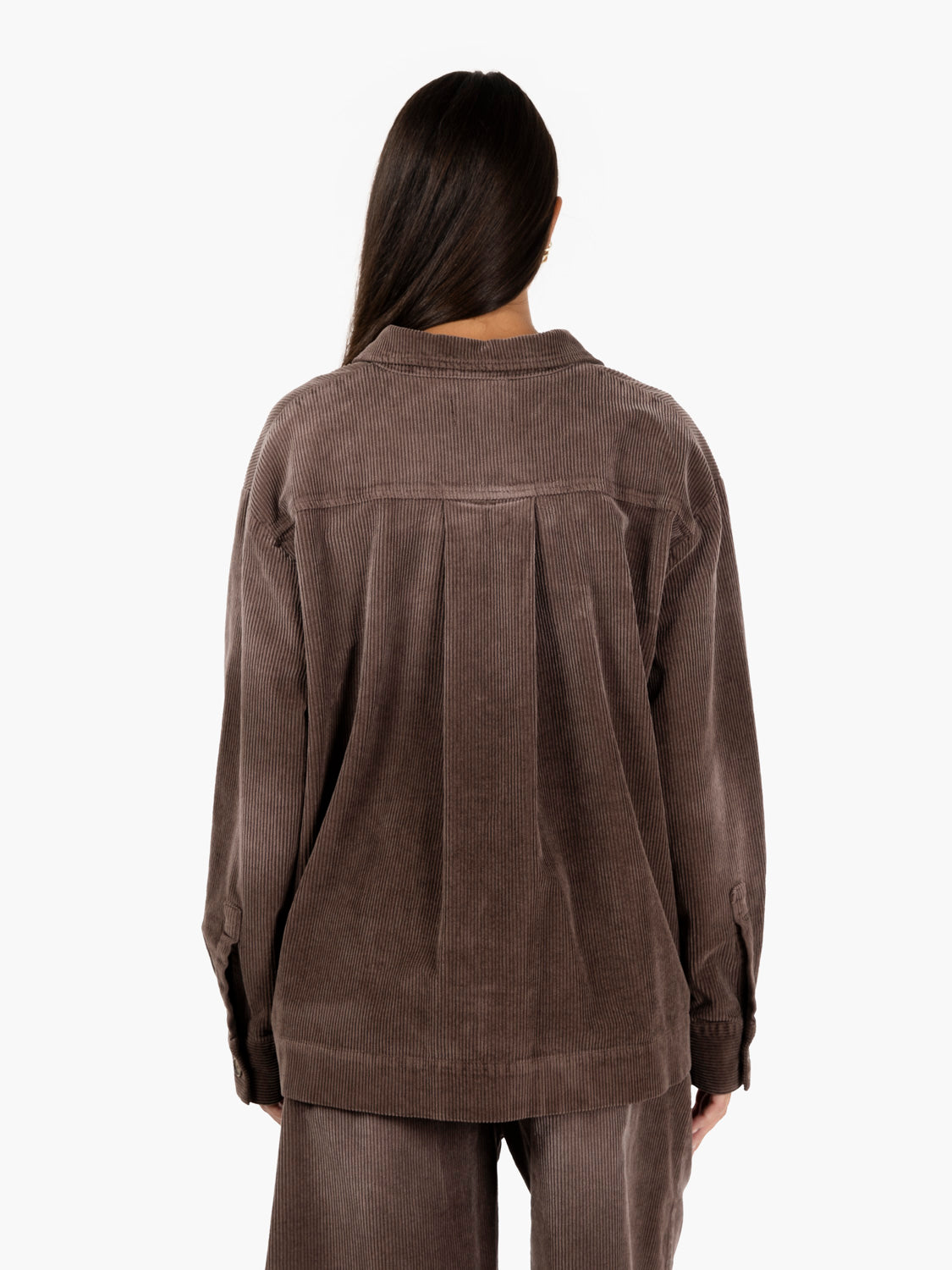 Giacca camicia in velluto a coste moro