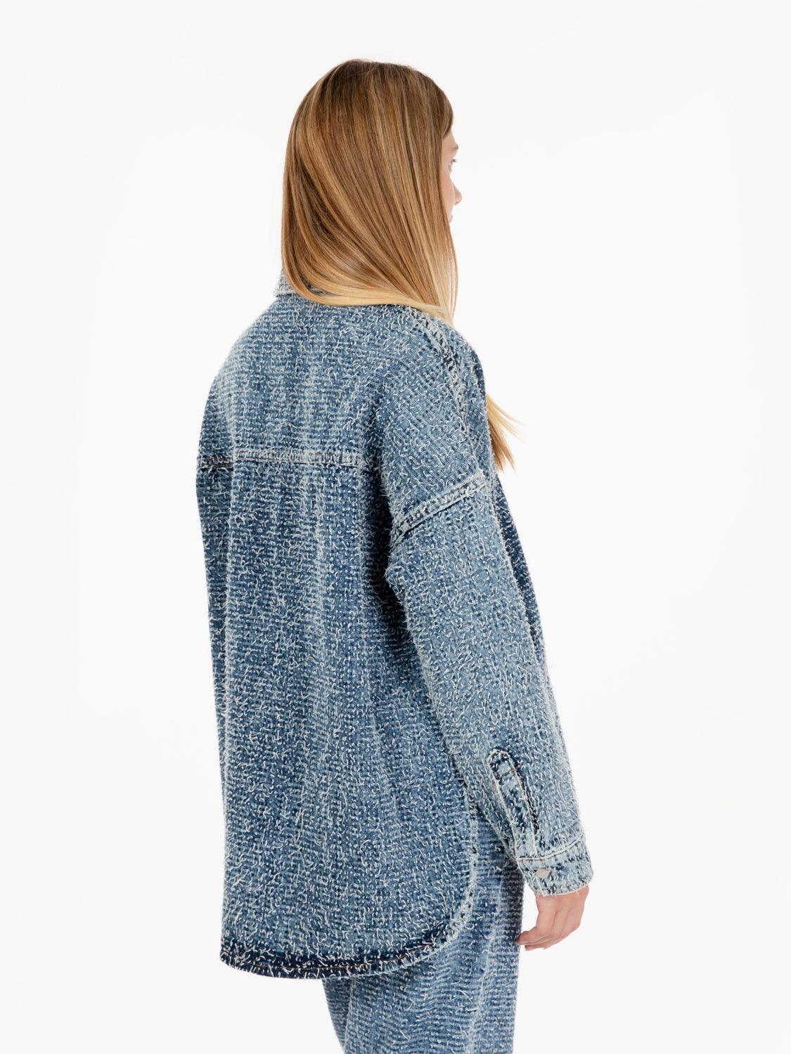 Giacca in denim operato blu