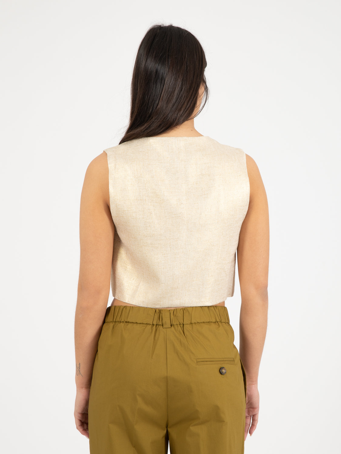 Gilet corto con bottoni oro