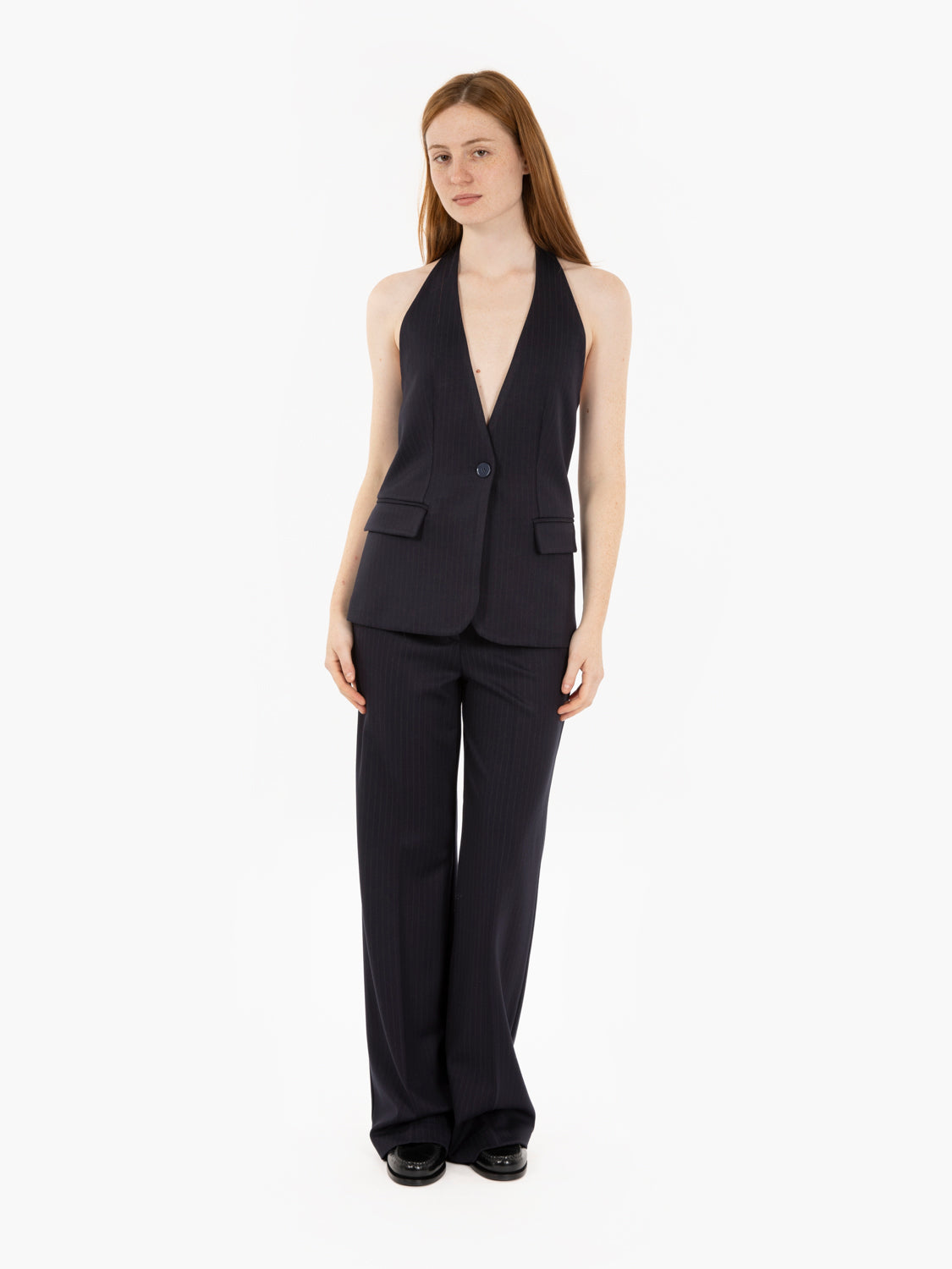 Gilet gessato blu
