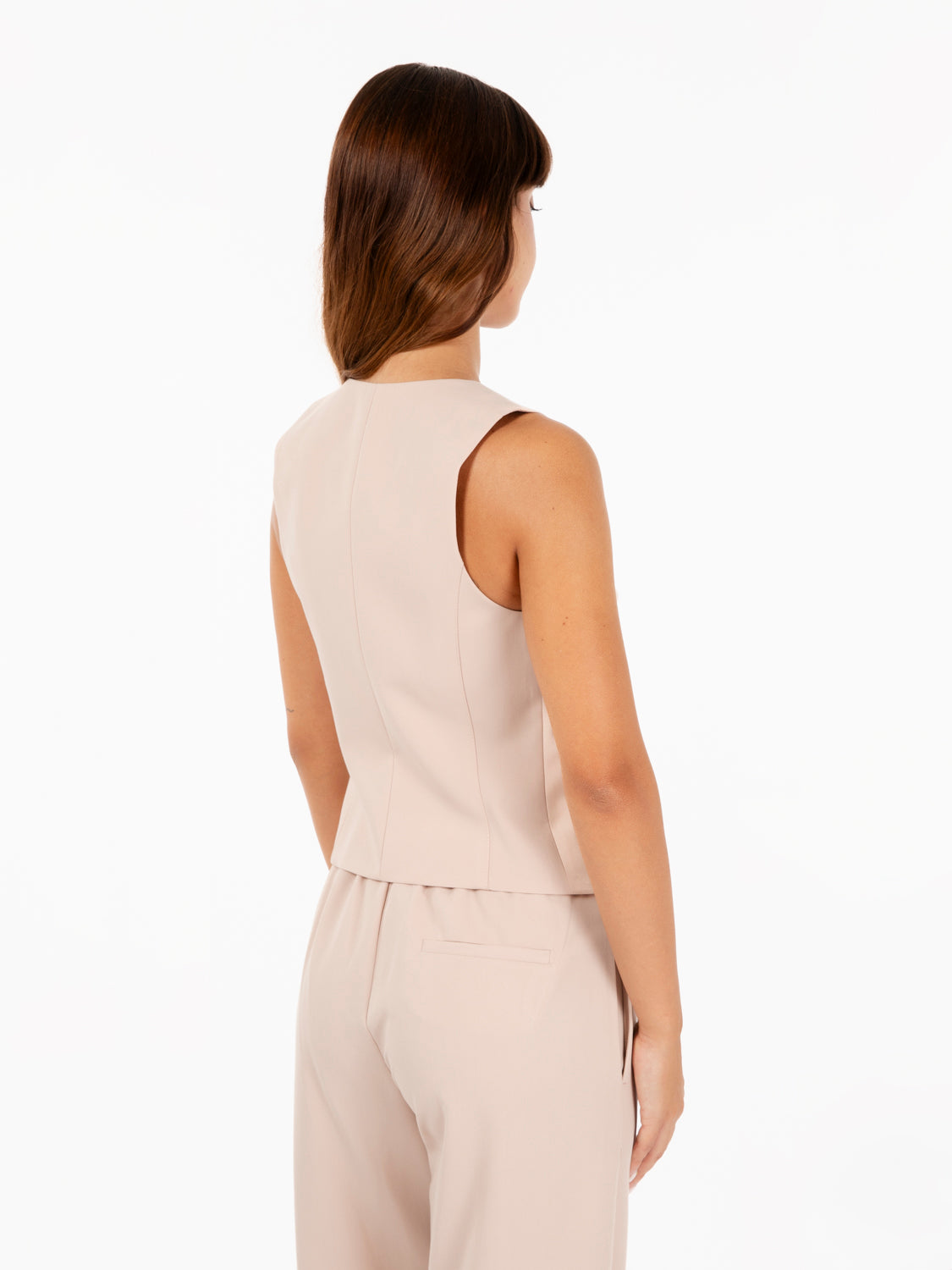 Gilet monopetto cipria