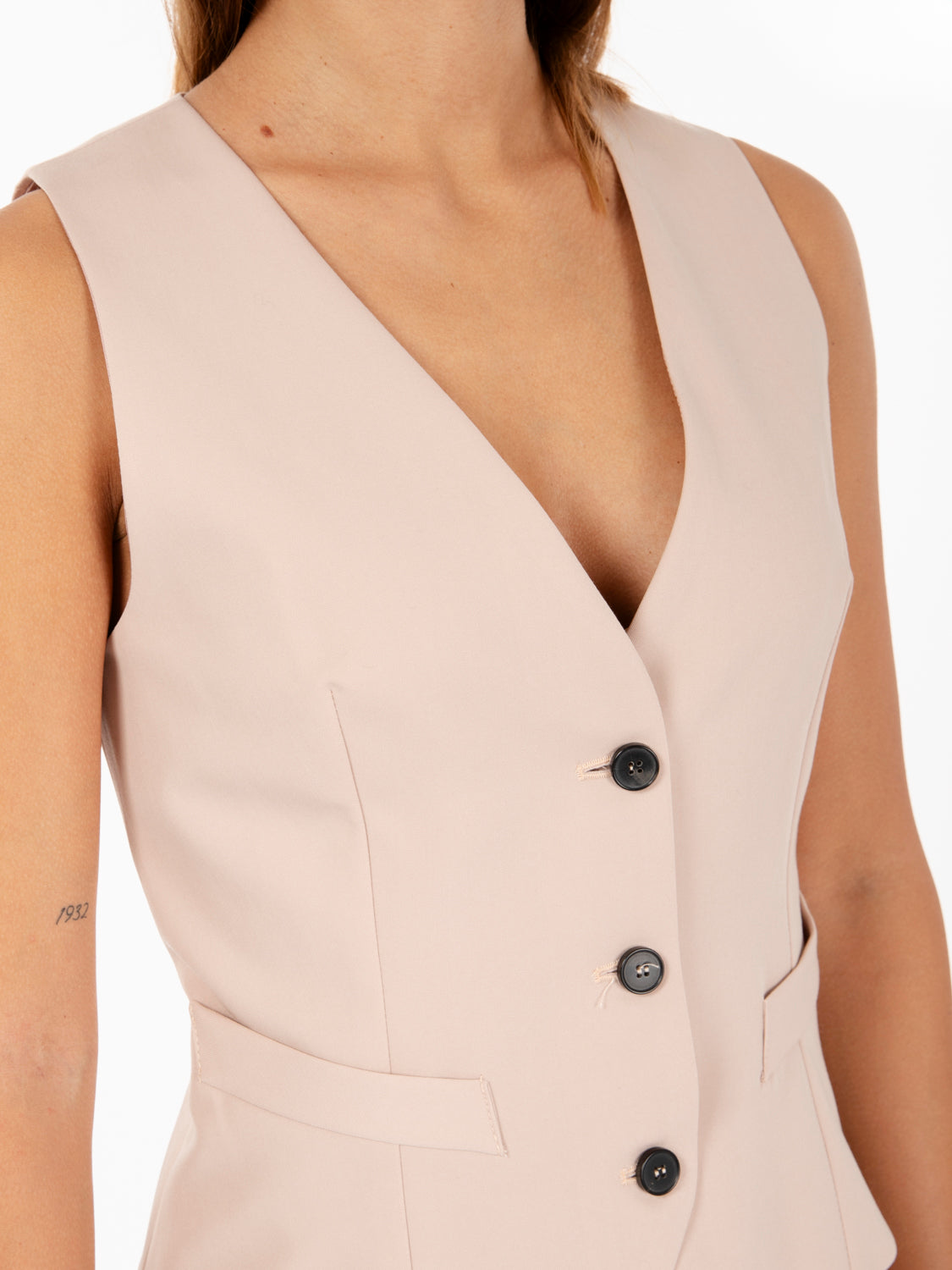 Gilet monopetto cipria