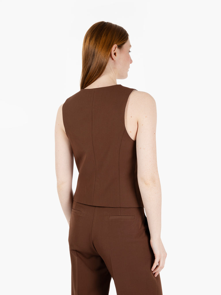 VICOLO - Gilet monopetto misto viscosa moro