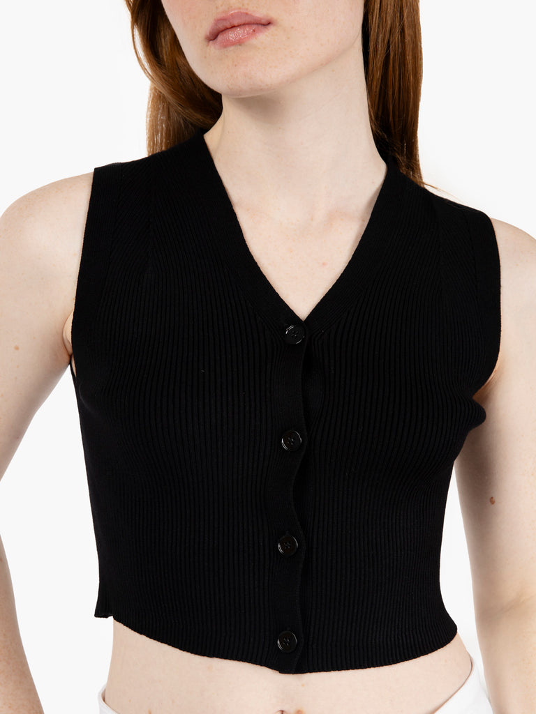 VICOLO - Gilet scollo a V cropped nero