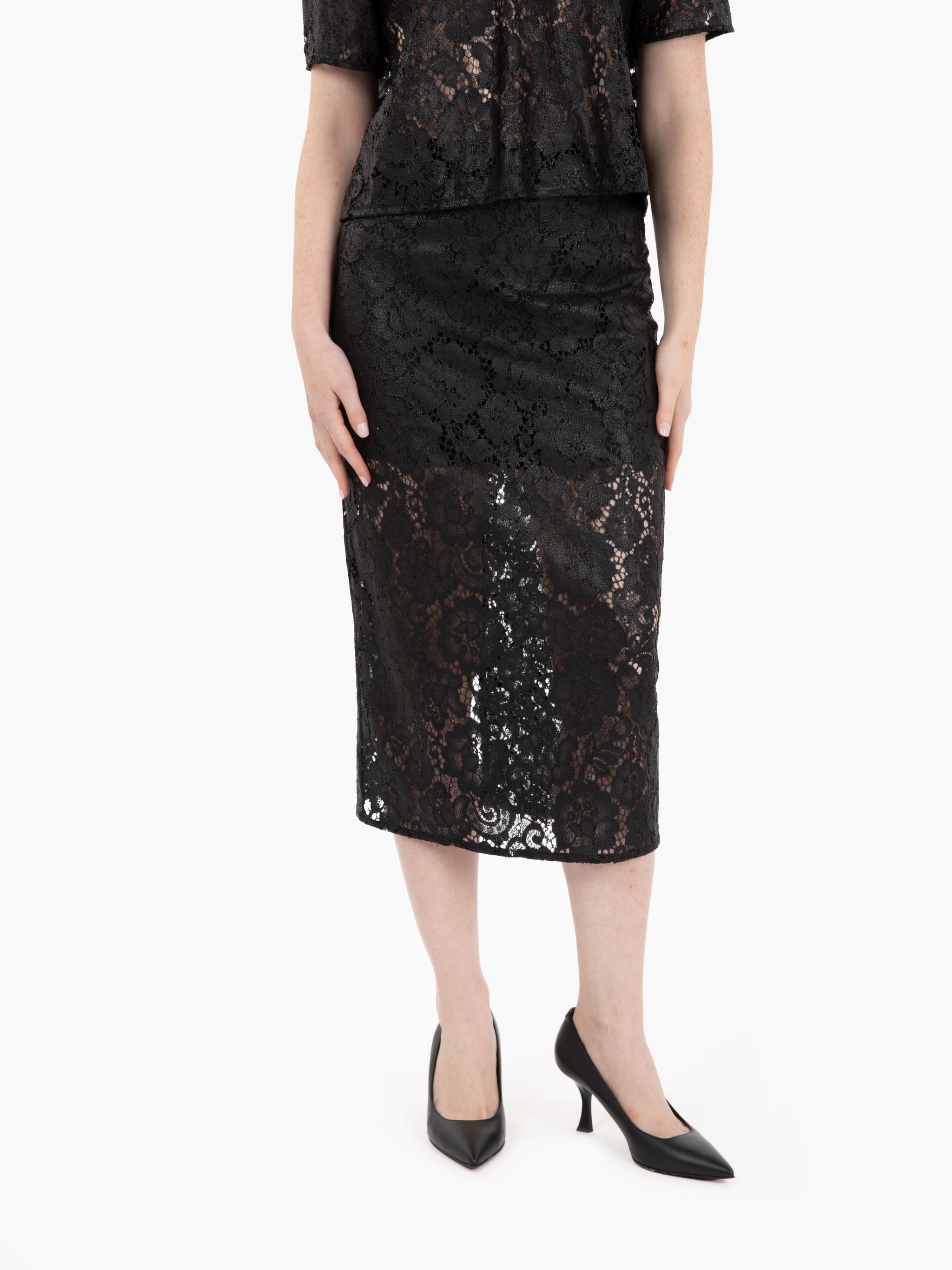 Black Lace Midi Skirt