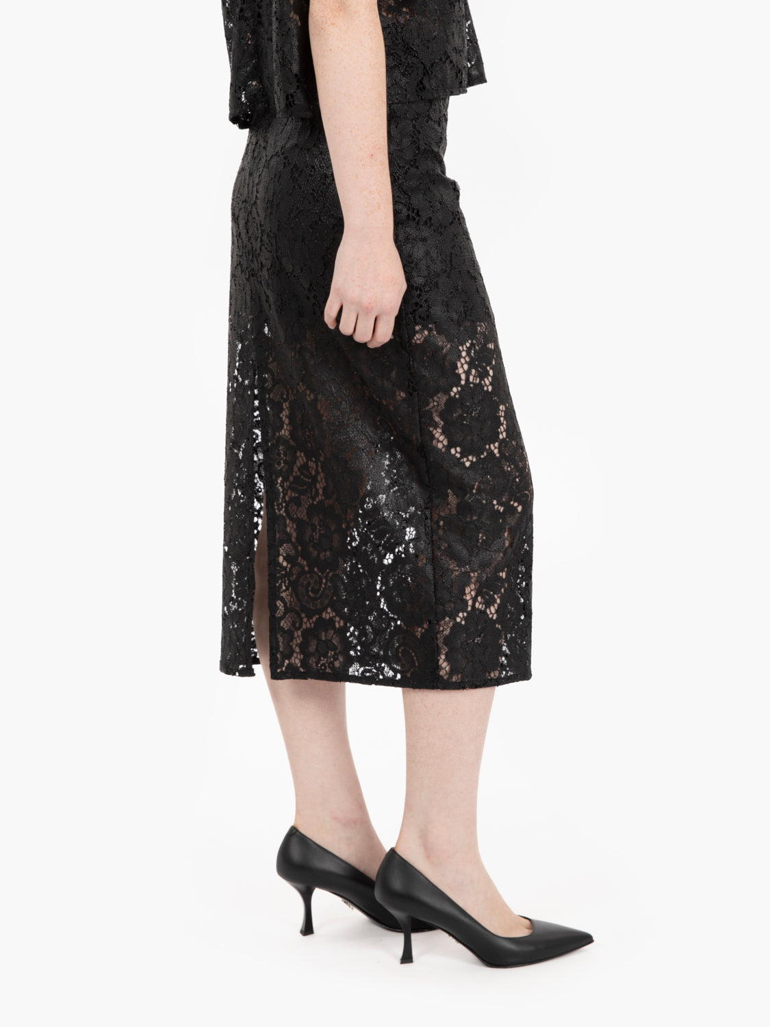 Black Lace Midi Skirt
