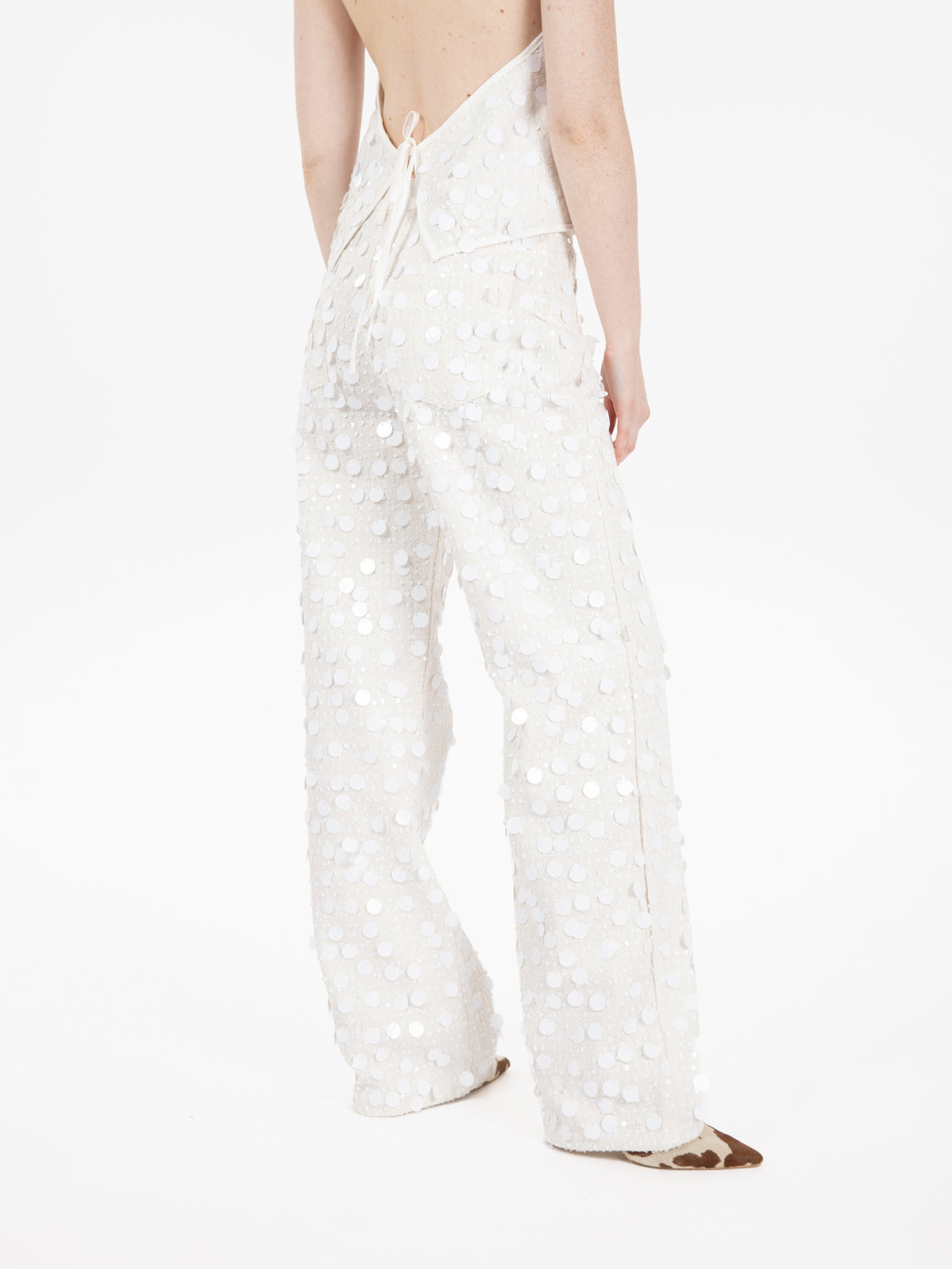 Jeans con paillettes bianco