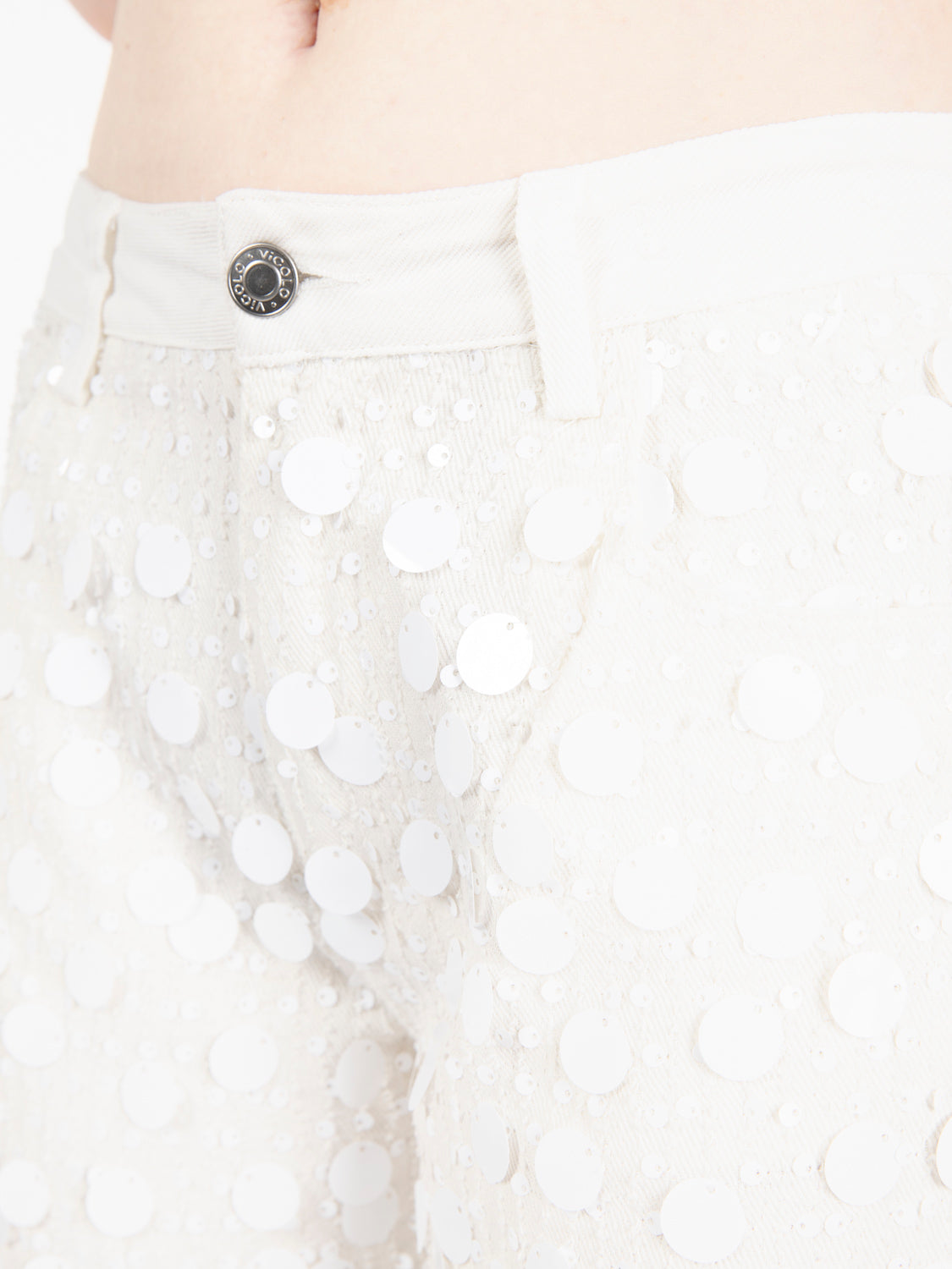 Jeans con paillettes bianco