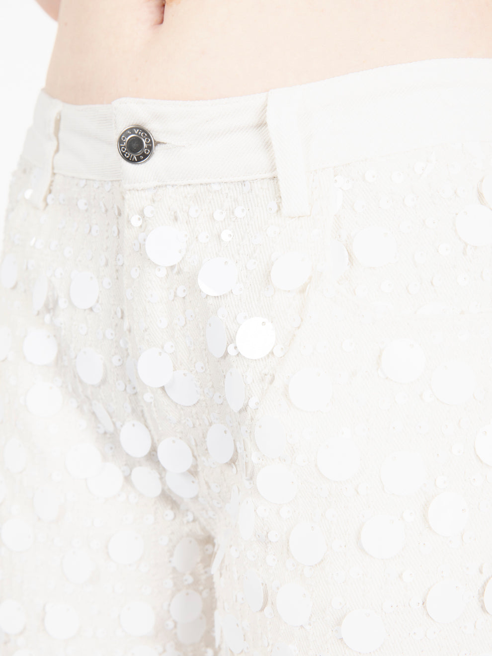 Jeans con paillettes bianco