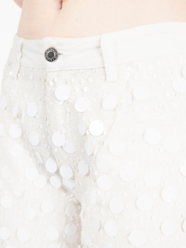 VICOLO - Jeans con paillettes bianco