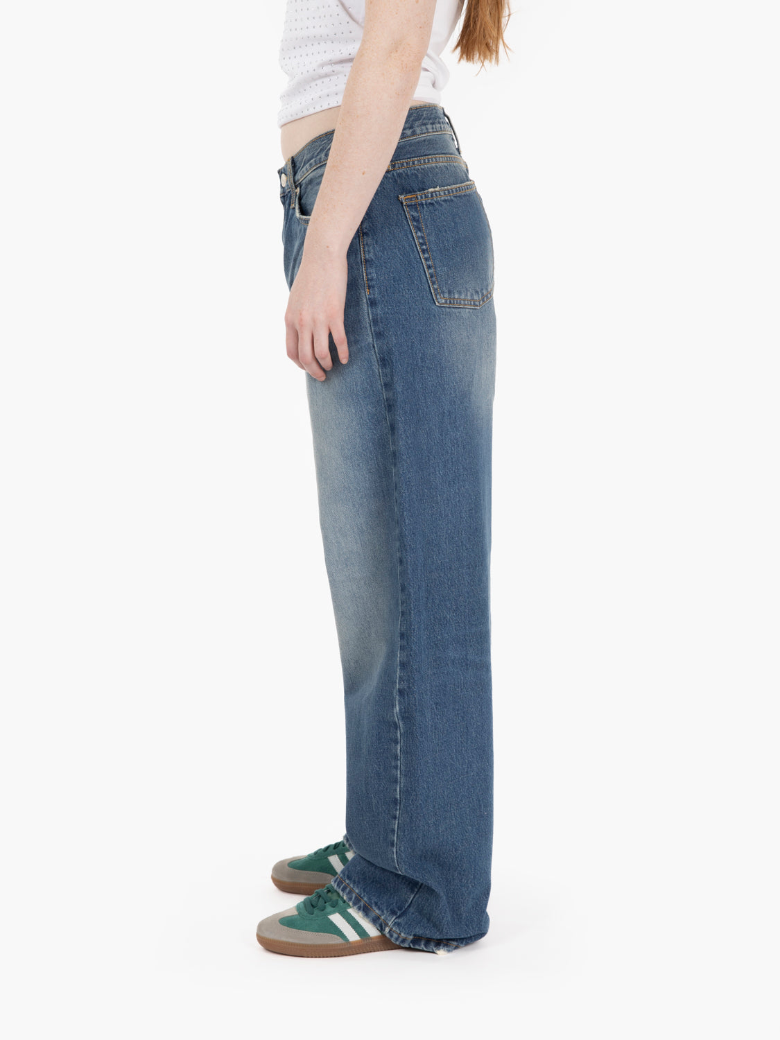 Jeans largo Xenobia vita bassa denim blu