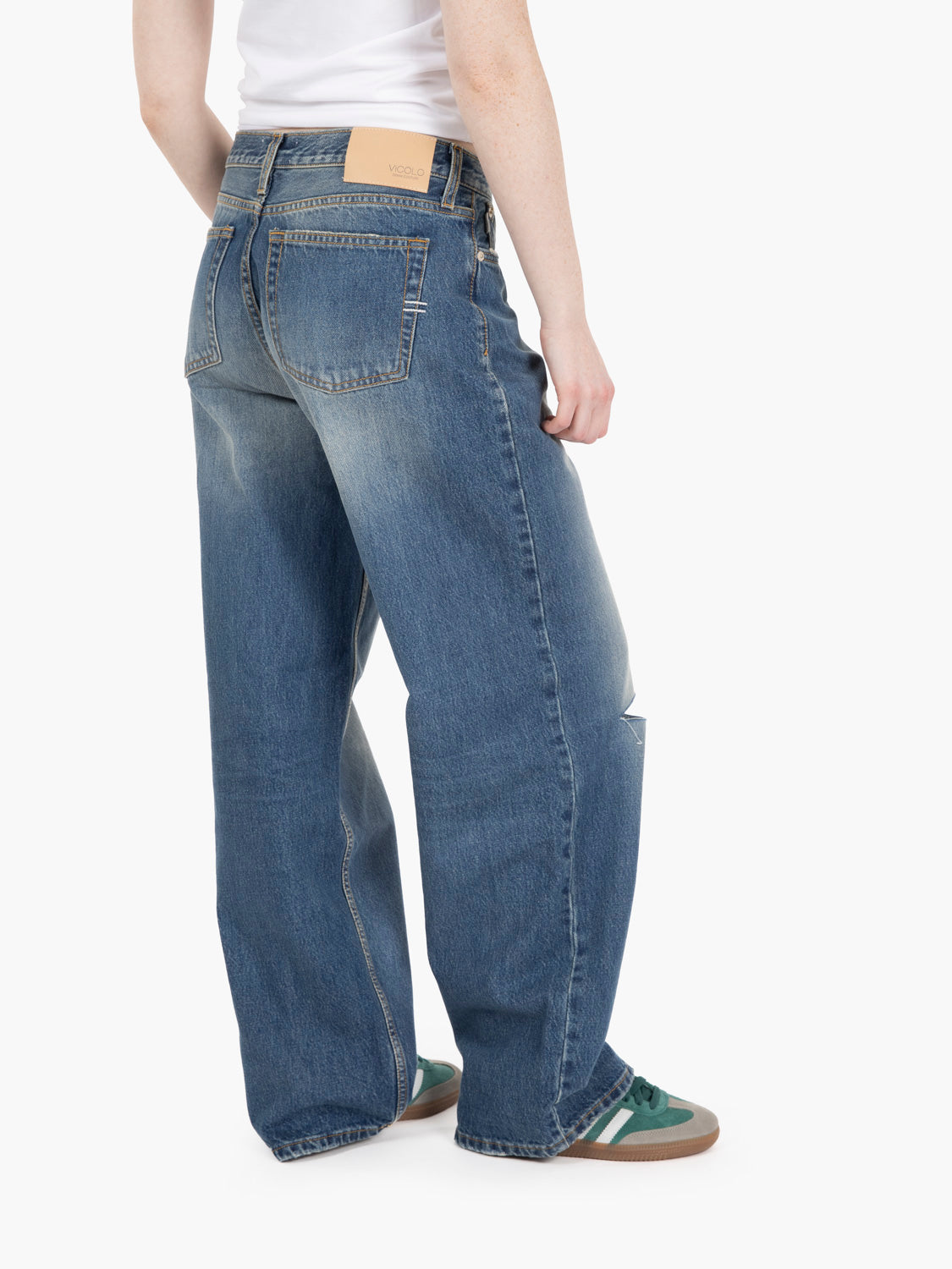 Jeans largo Xenobia vita bassa denim blu