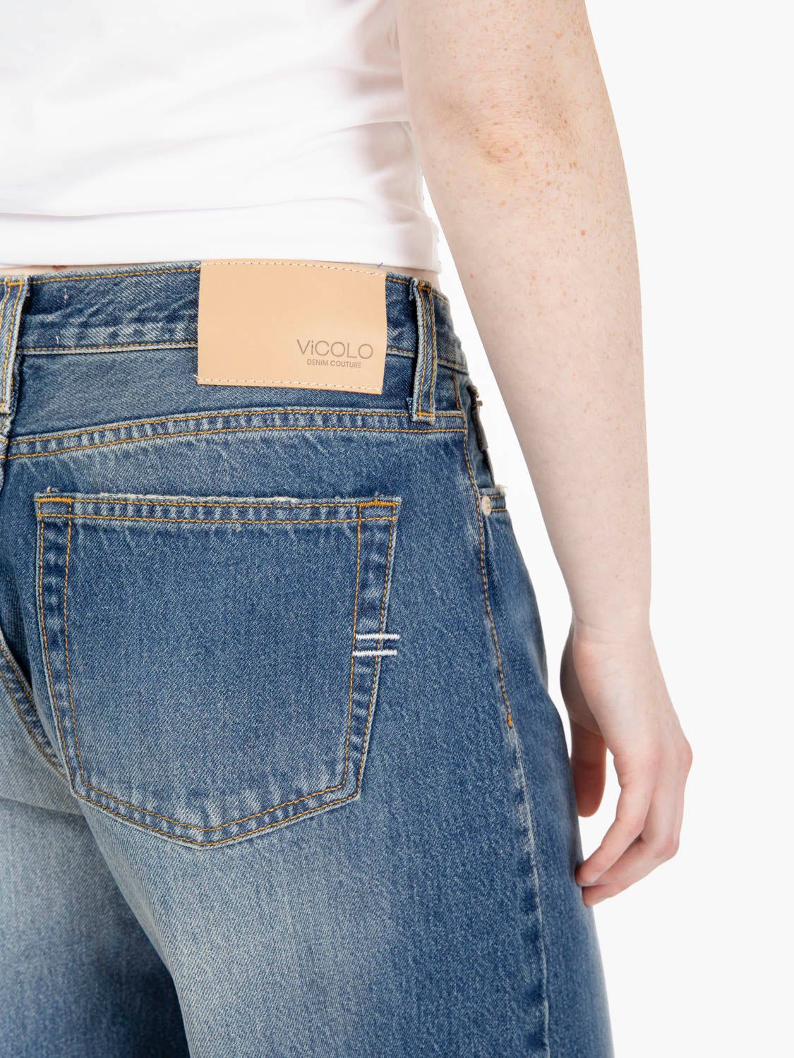 Jeans largo Xenobia vita bassa denim blu