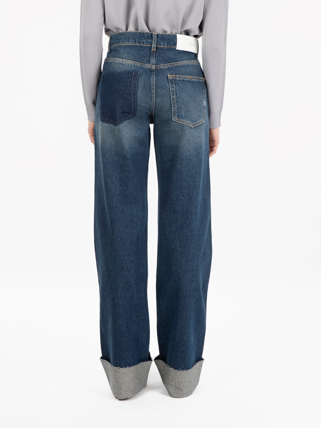 Jeans wide Alex con risvolto blu medio