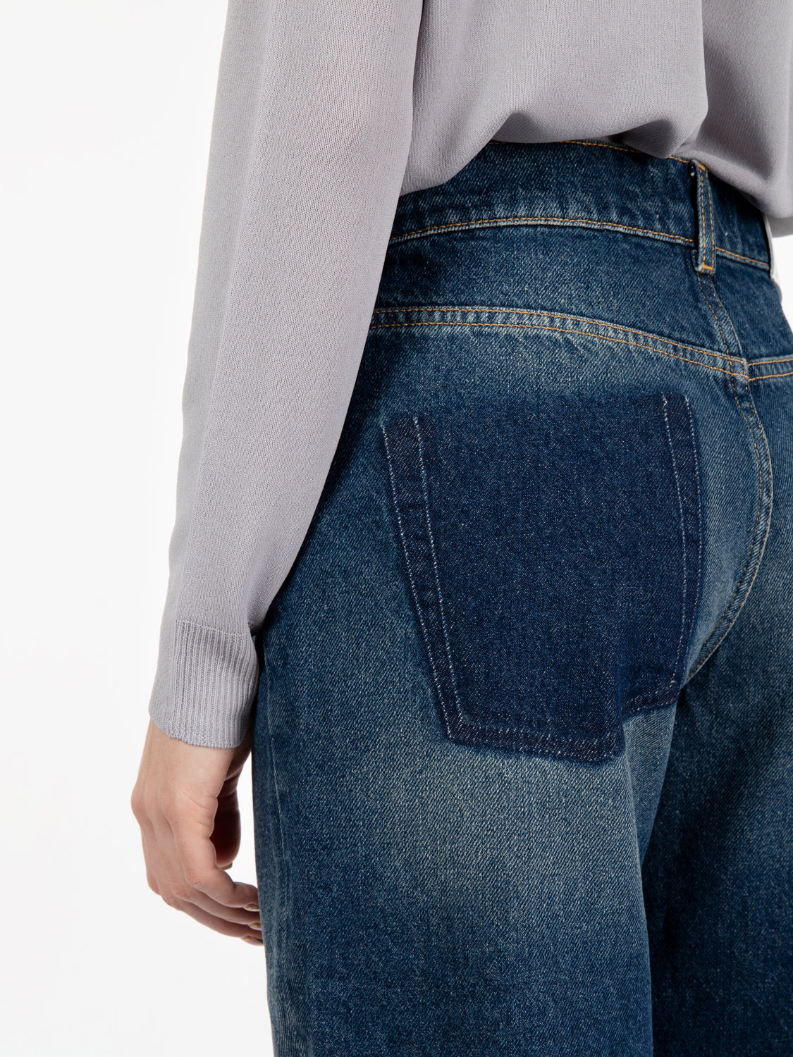 Jeans wide Alex con risvolto blu medio