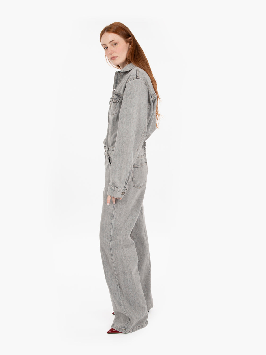 Jumpsuit in denim grigio
