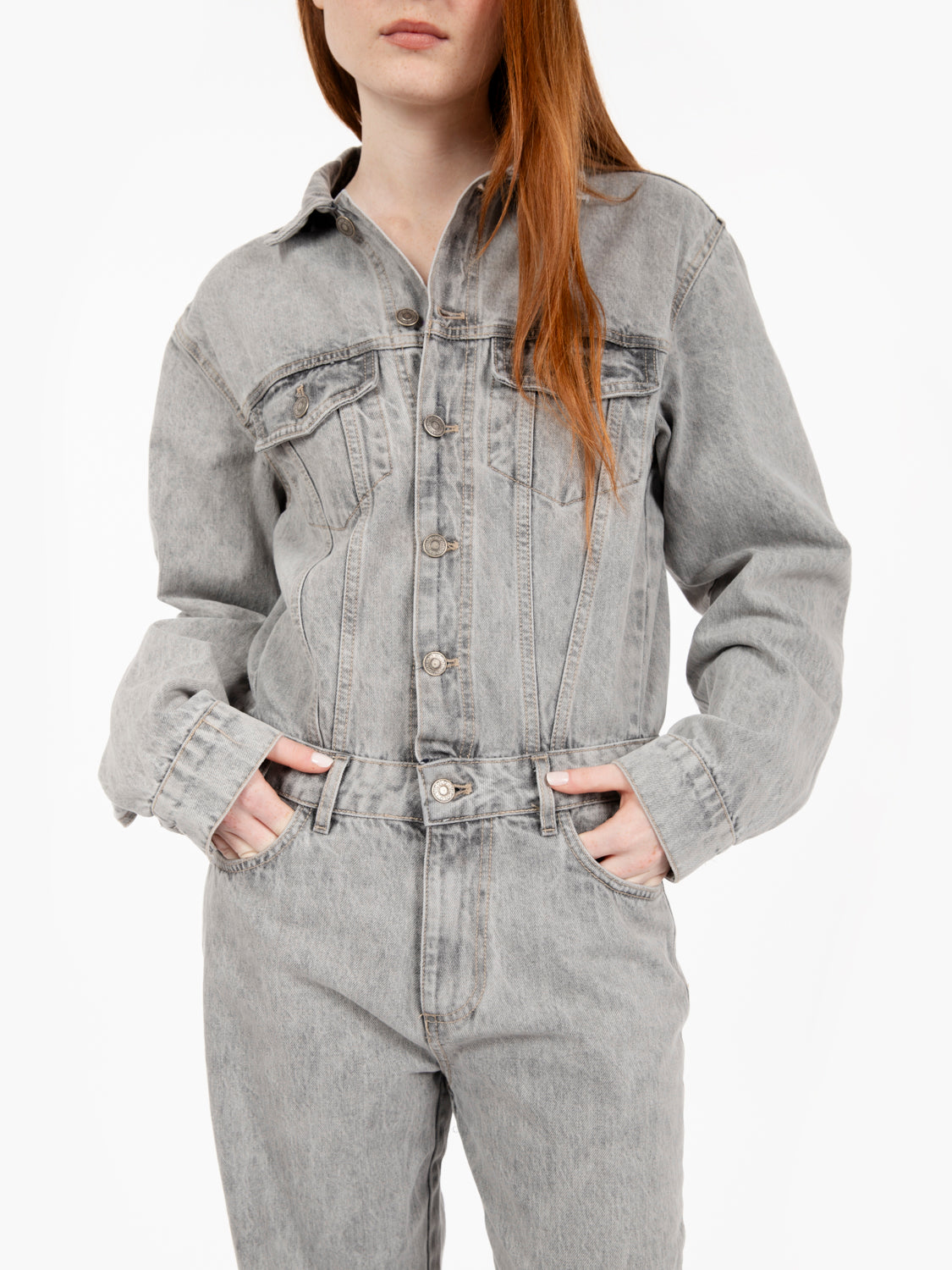 Jumpsuit in denim grigio