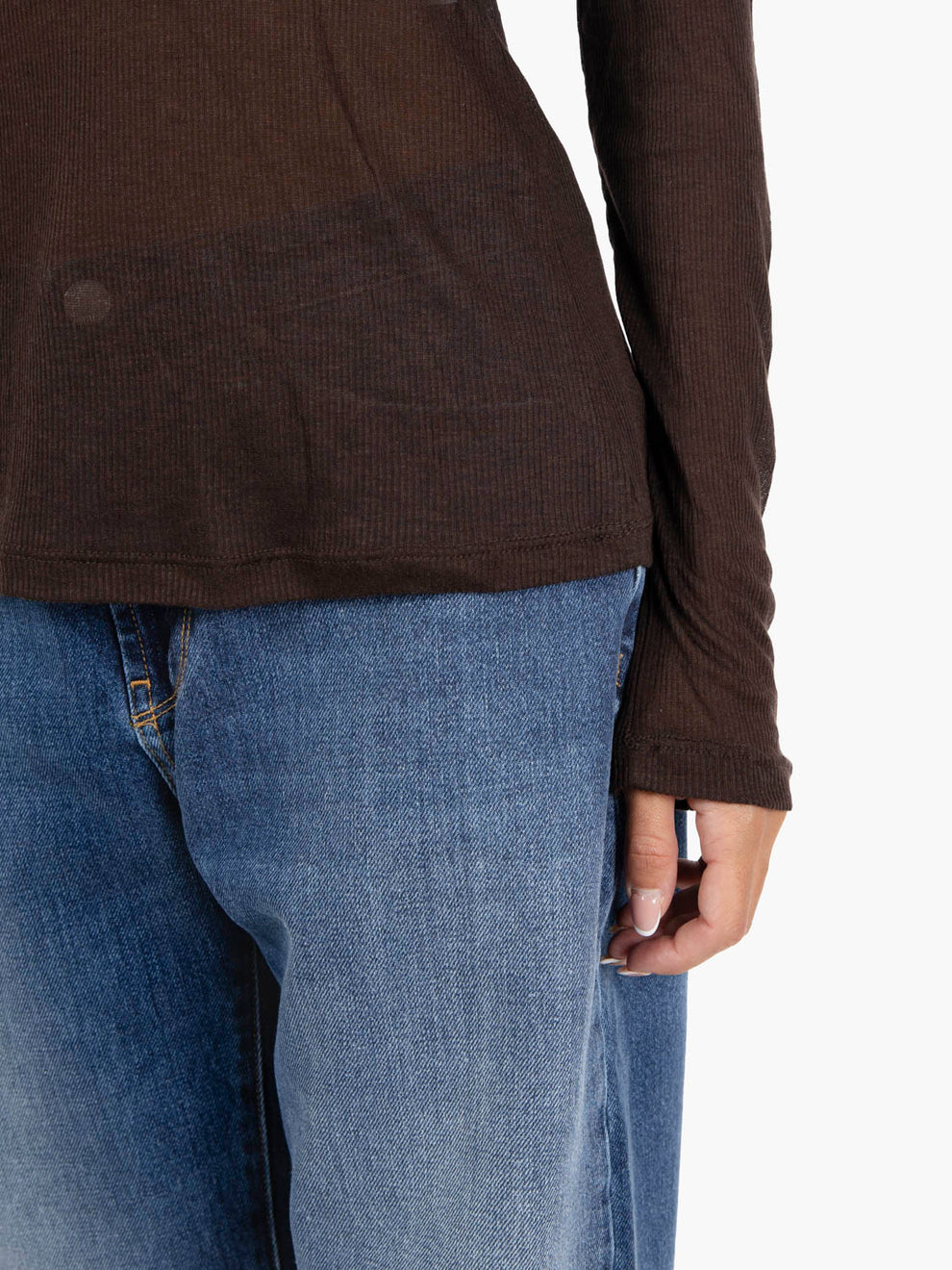 Maglia serafino misto cashmere moro