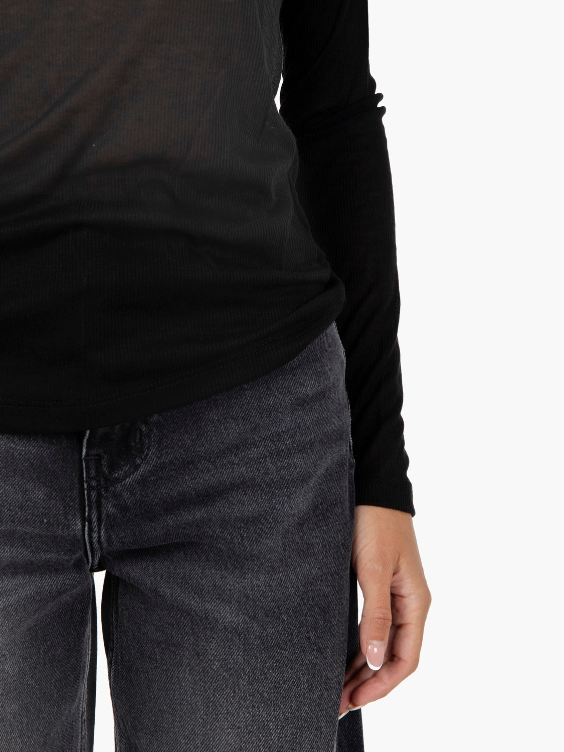 Maglia serafino misto cashmere nero