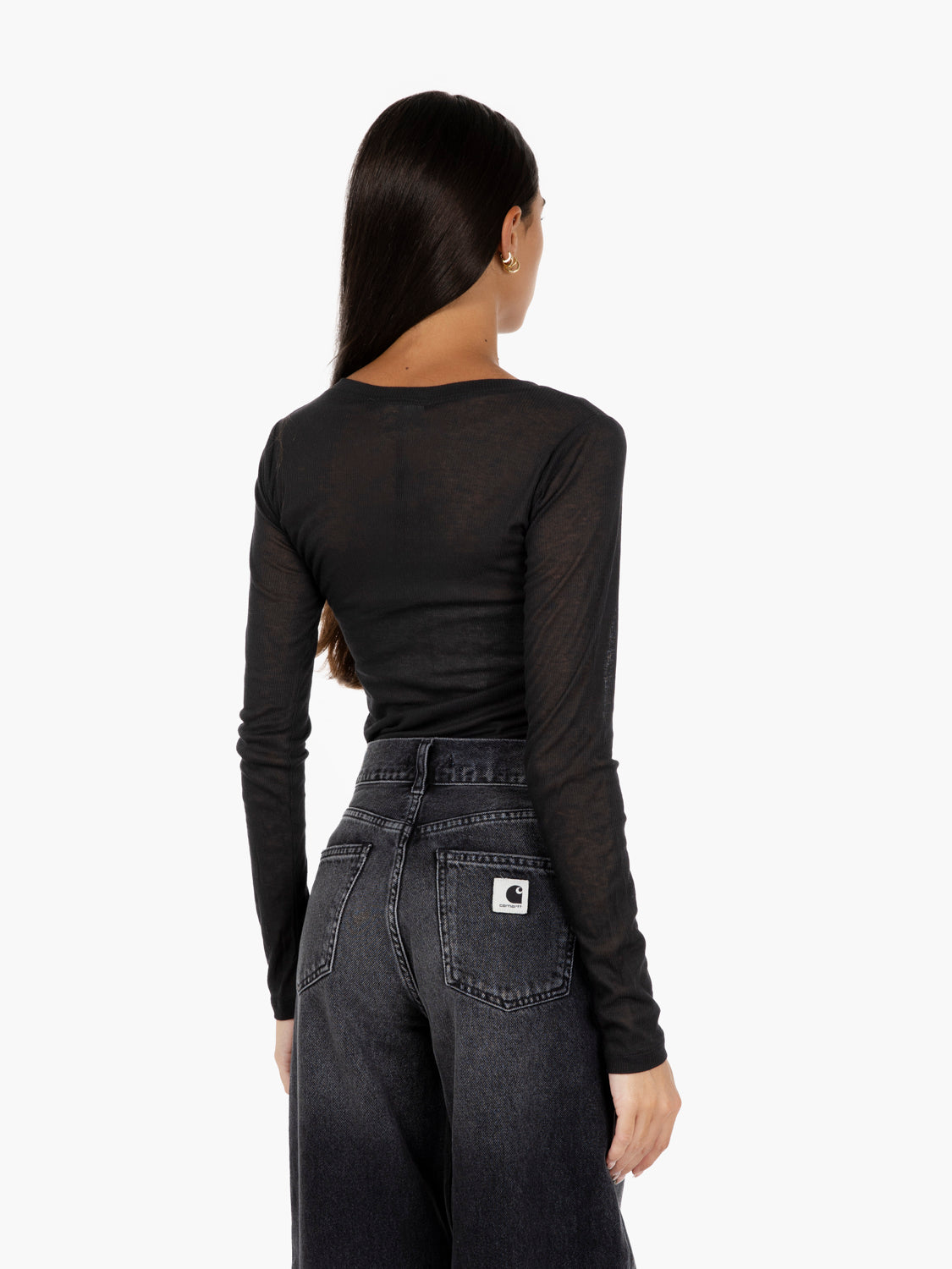 Maglia serafino misto cashmere nero