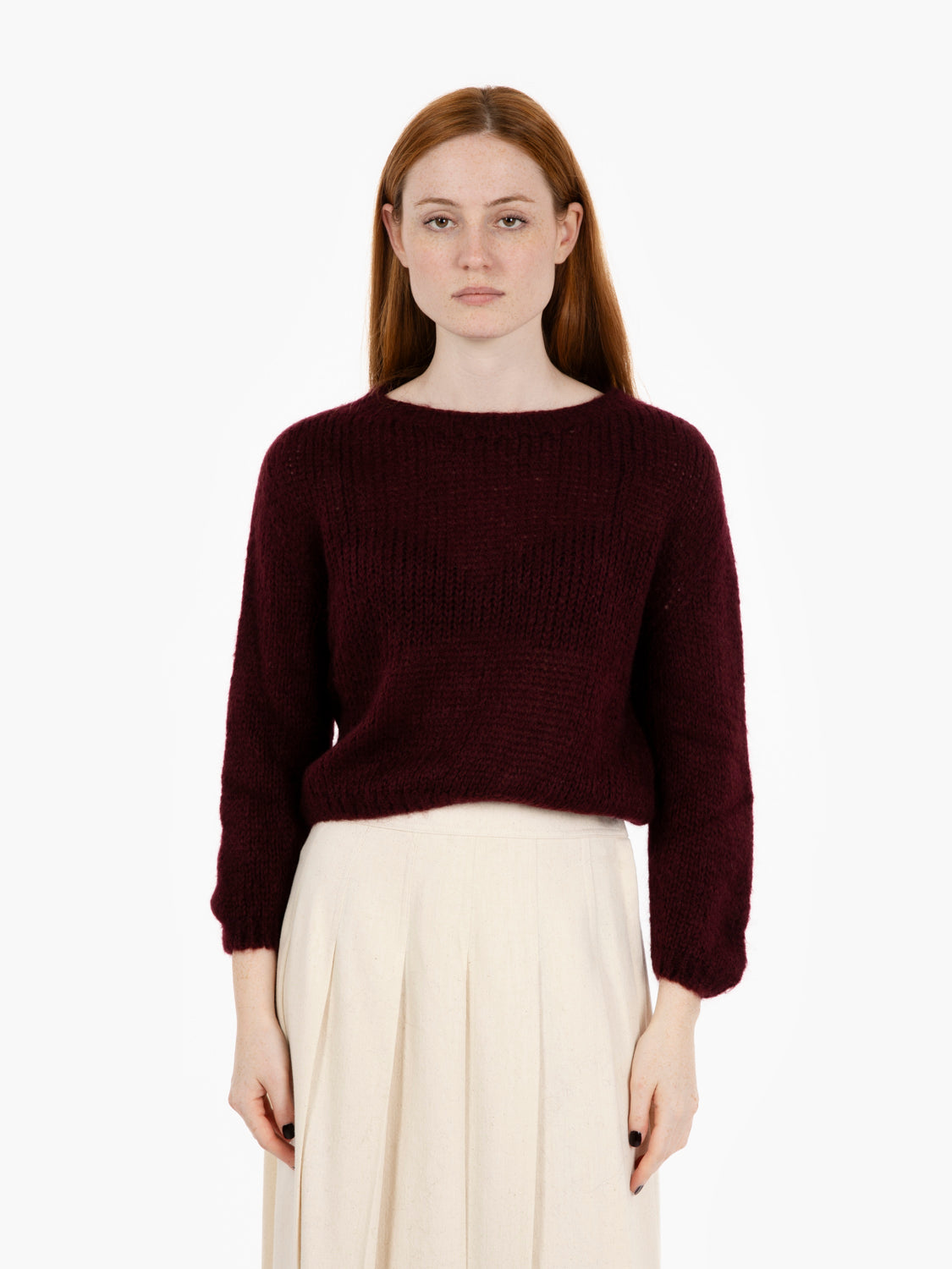 Burgundy wool crop sweater