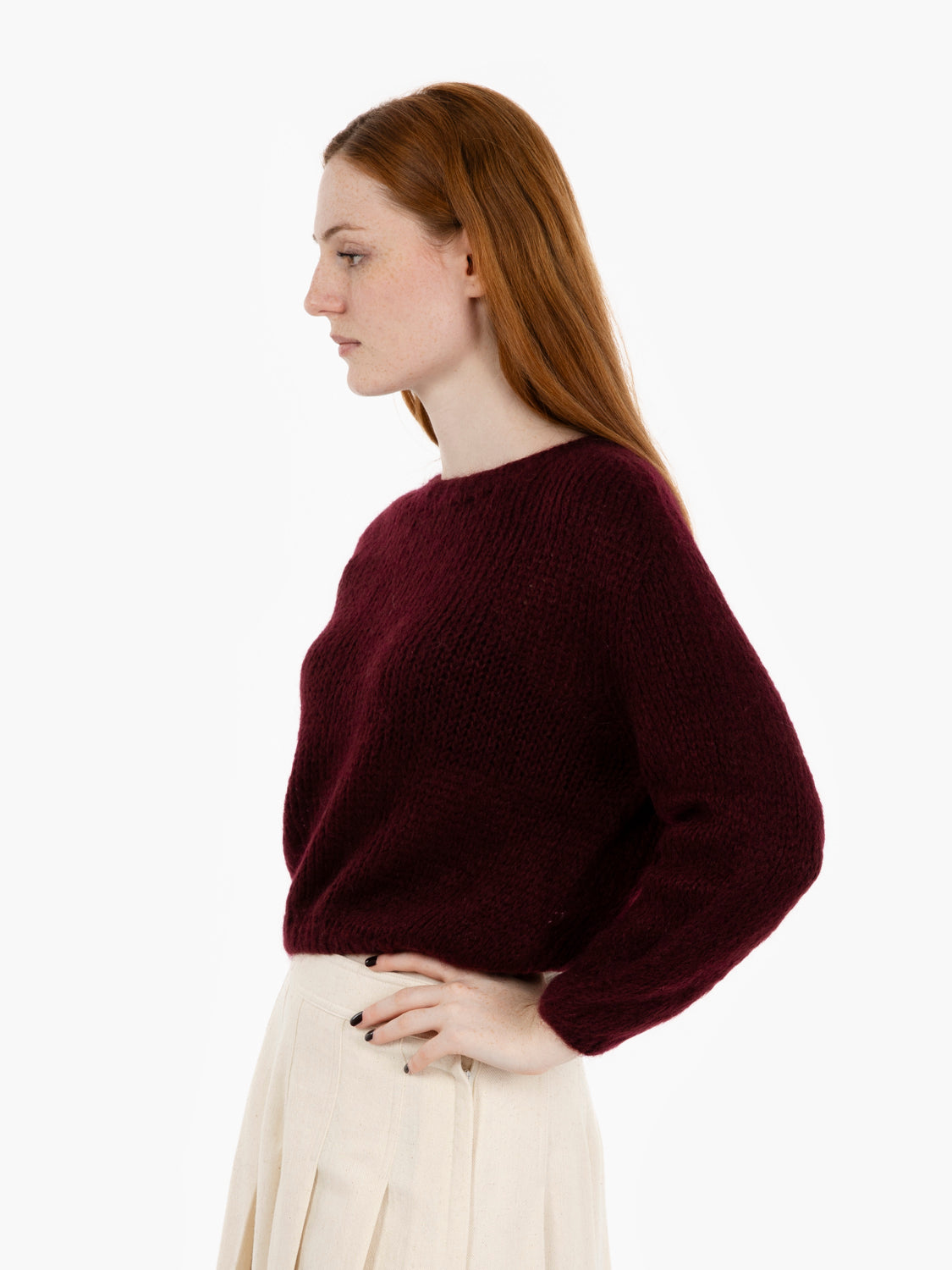 Burgundy wool crop sweater