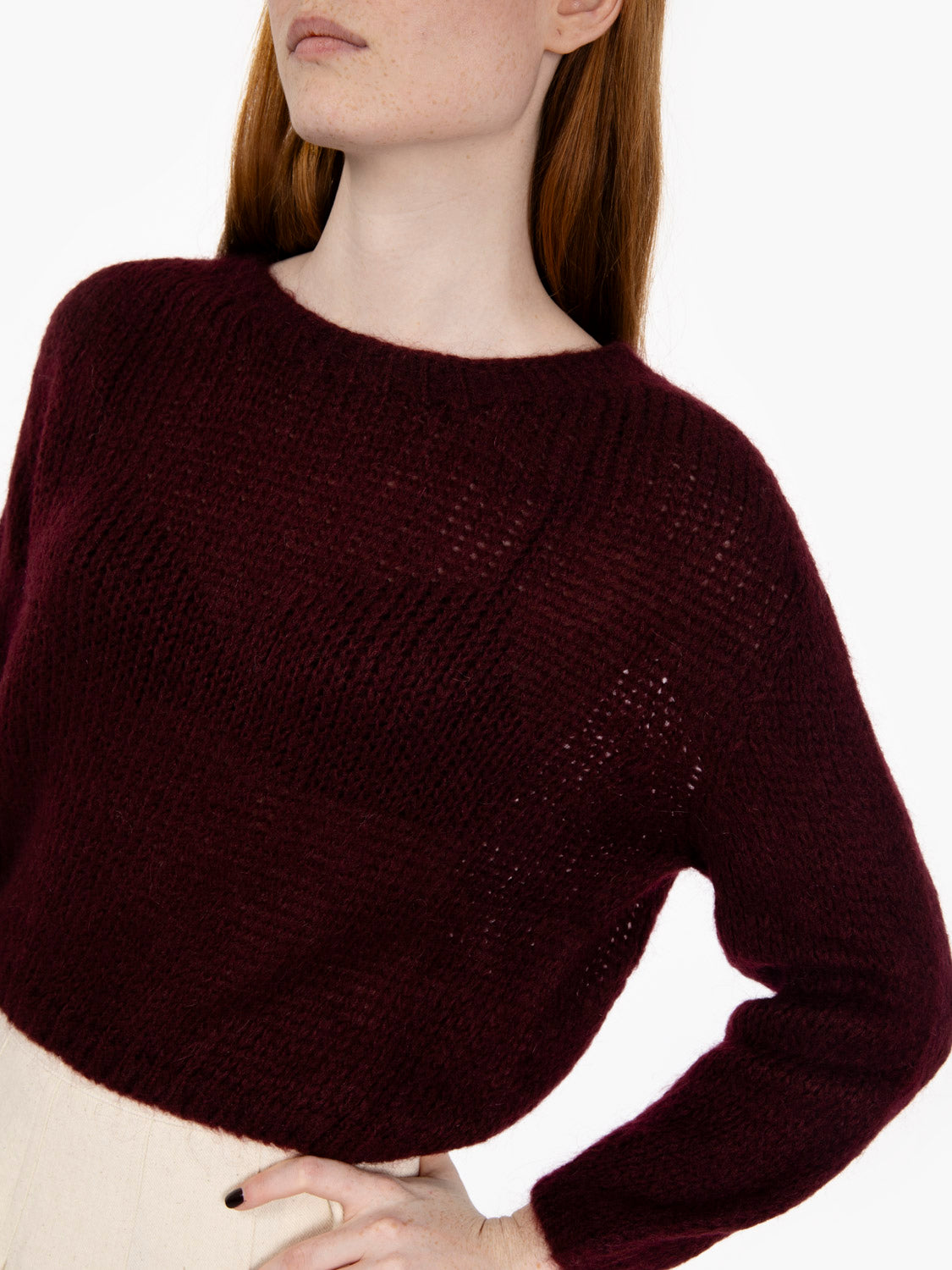 Burgundy wool crop sweater