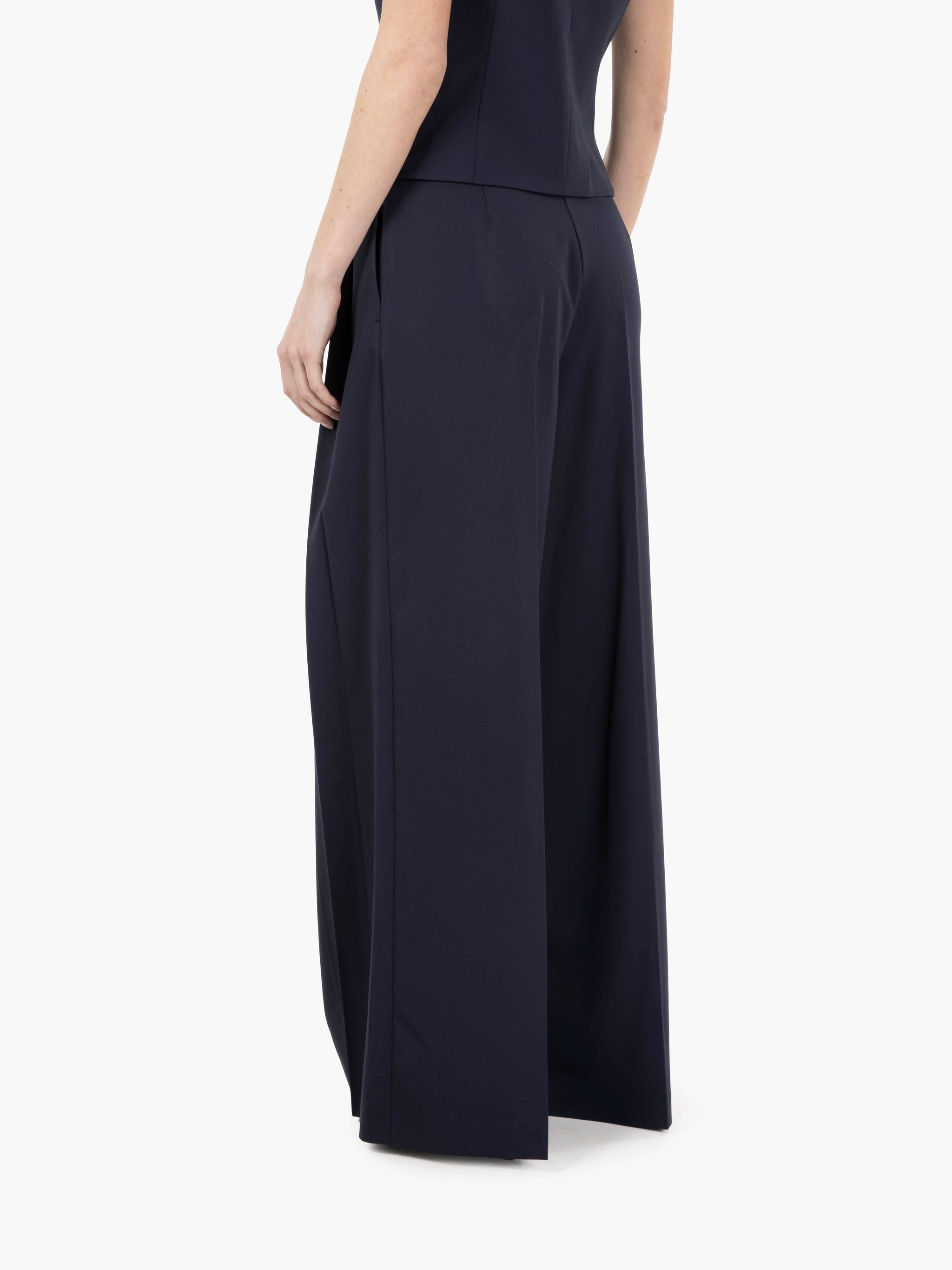 Pantalone palazzo con pinces blu